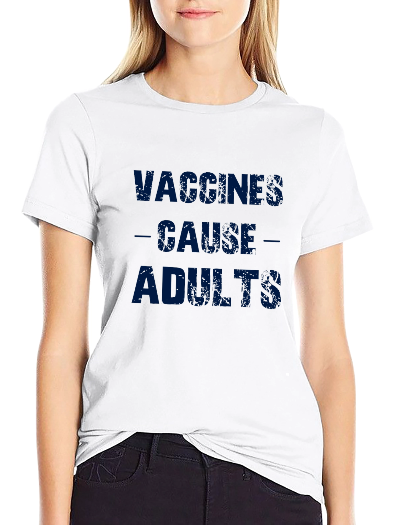 Black Vaccines Cause Adults Graphic Tee - Black T-Shirt view 9