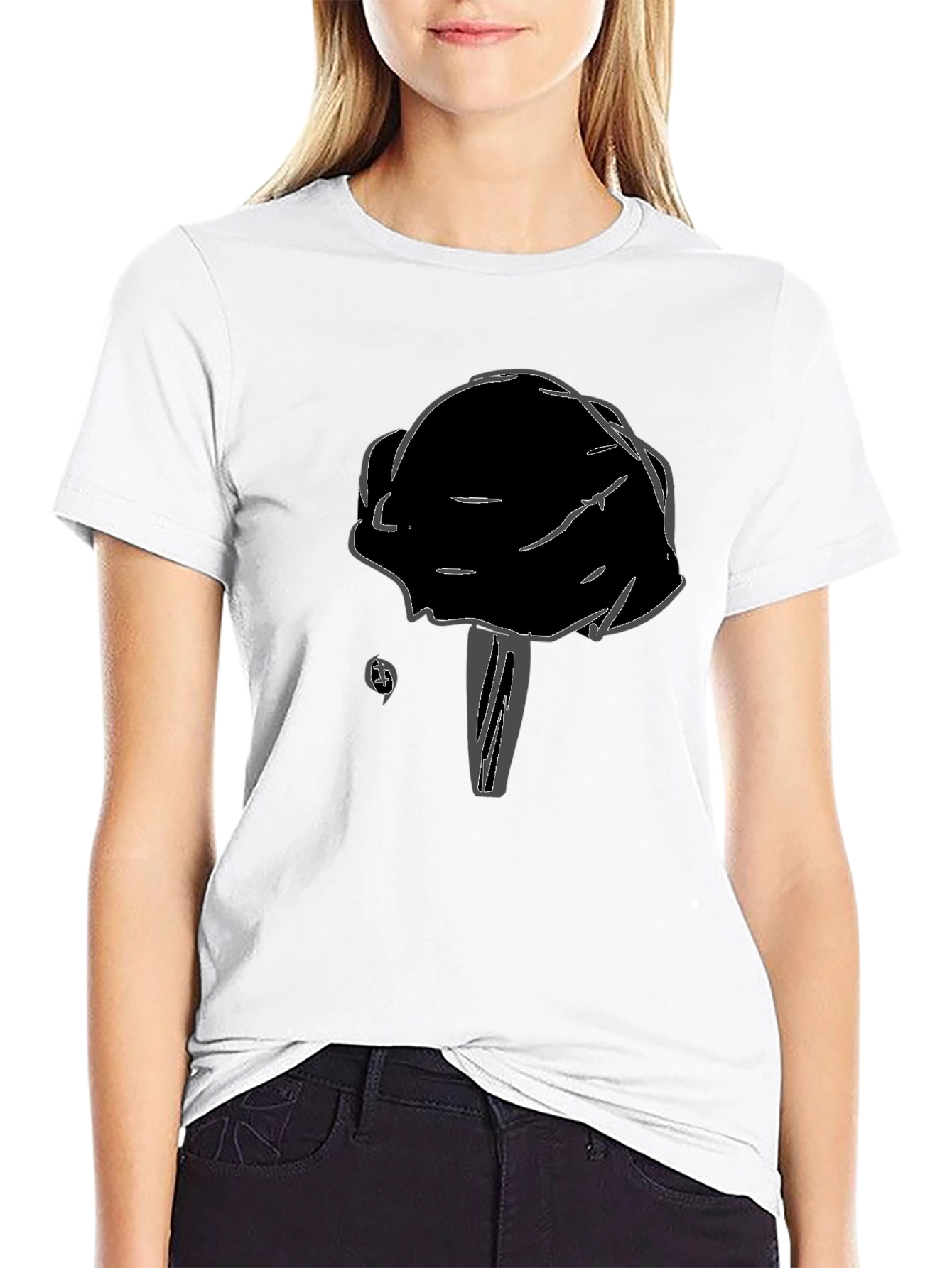 Black Black T-Shirt with Unique Mushroom Design view 9
