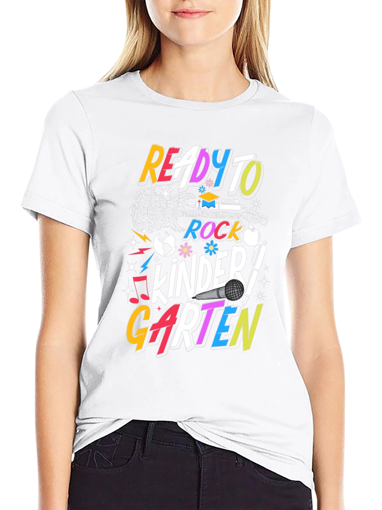 Black Ready to Rock Kindergarten T-Shirt - Back to School view 9