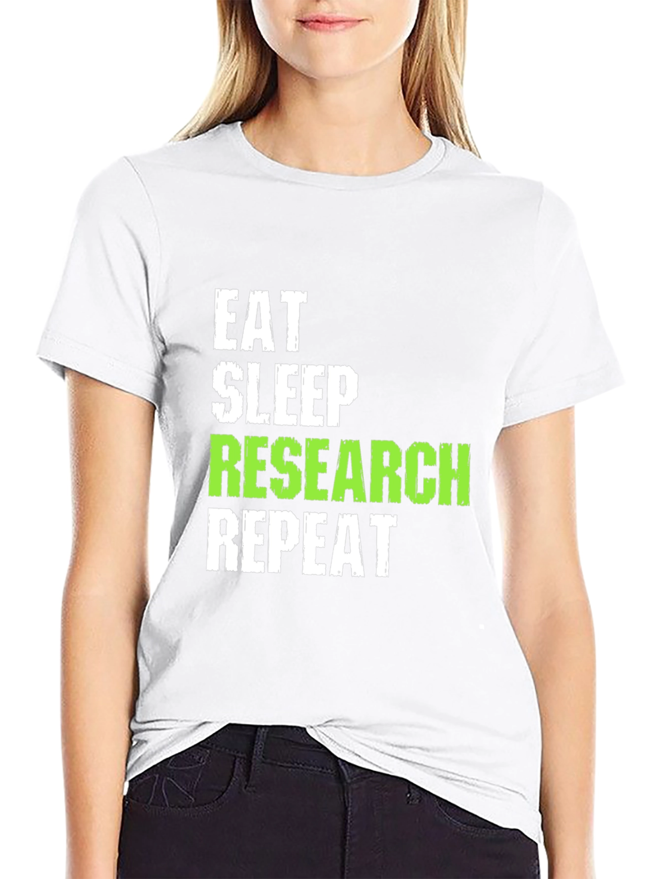 Black Eat Sleep Research Repeat Black T-Shirt view 9