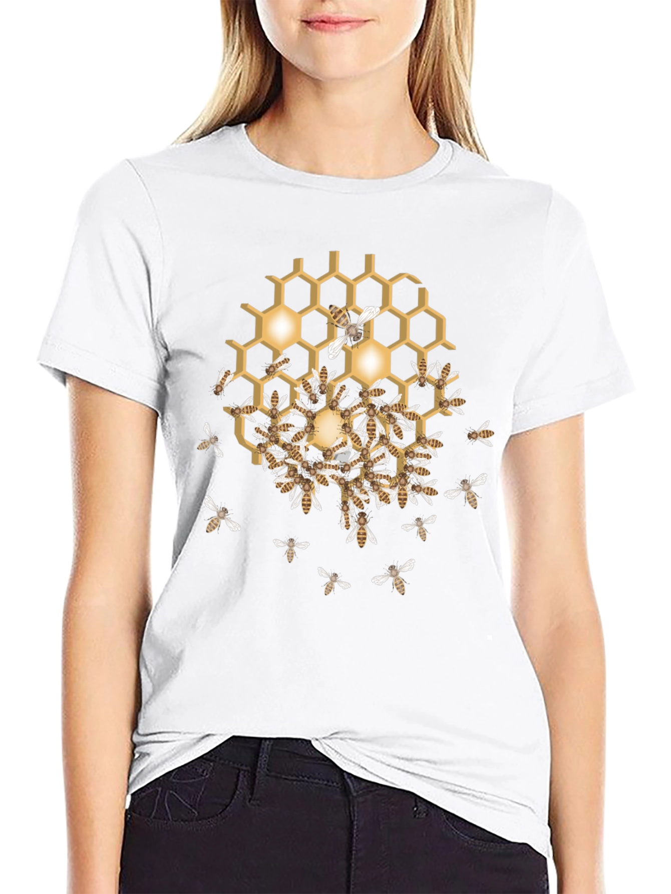 Black Honeycomb & Bees Graphic T-Shirt view 9