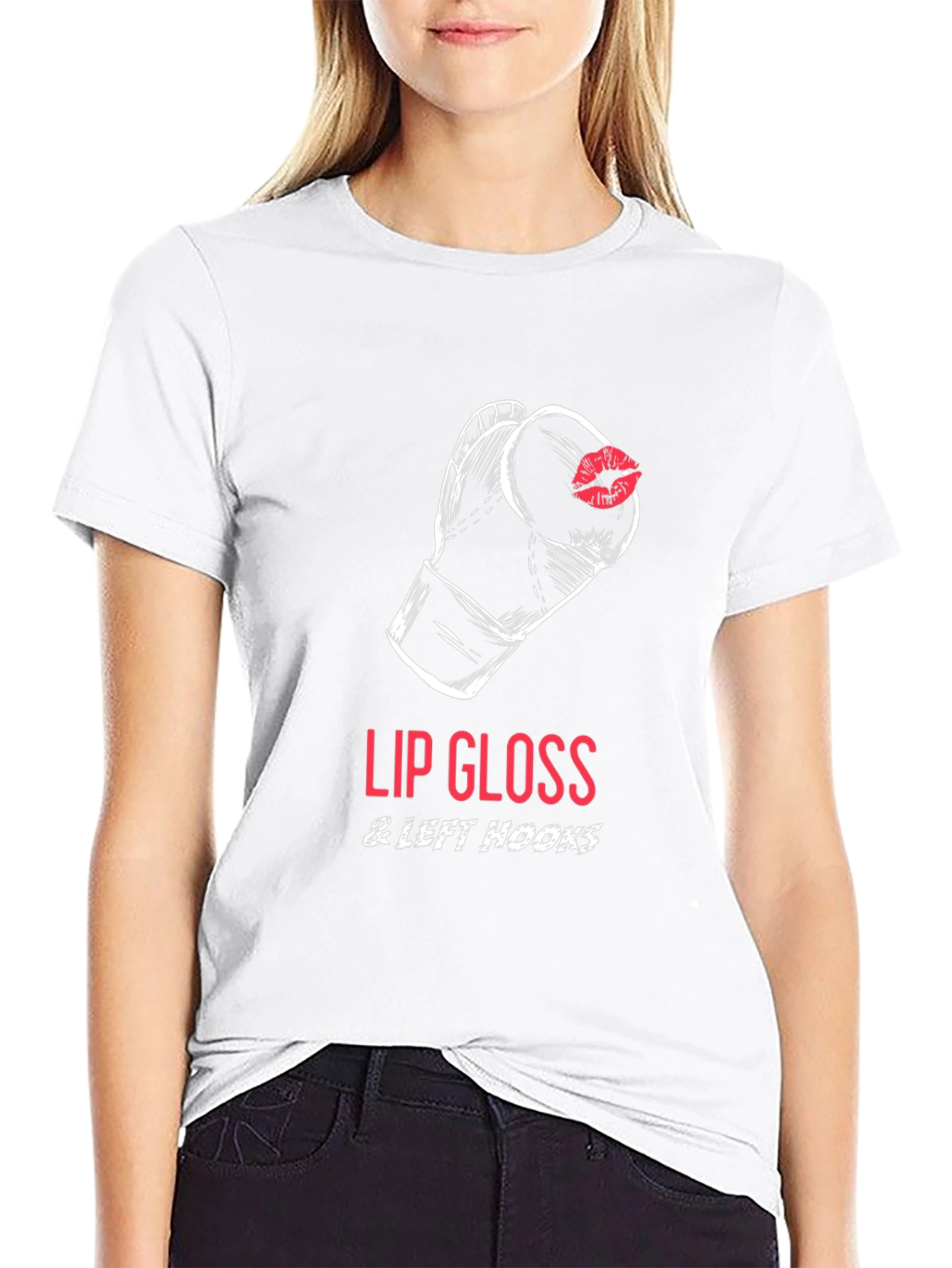 Black Lip Gloss & Left Hooks T-Shirt, Boxing Design view 9
