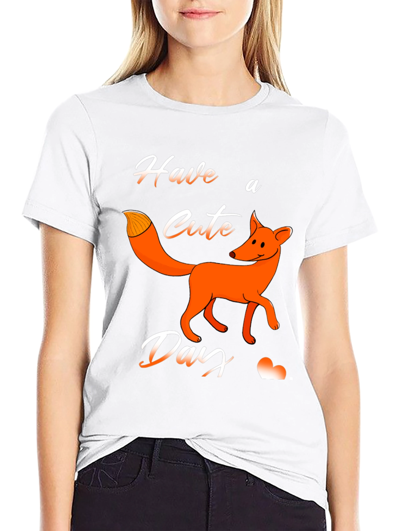 Black Cute Fox Day T-Shirt - Fun Animal Graphic Tee view 9