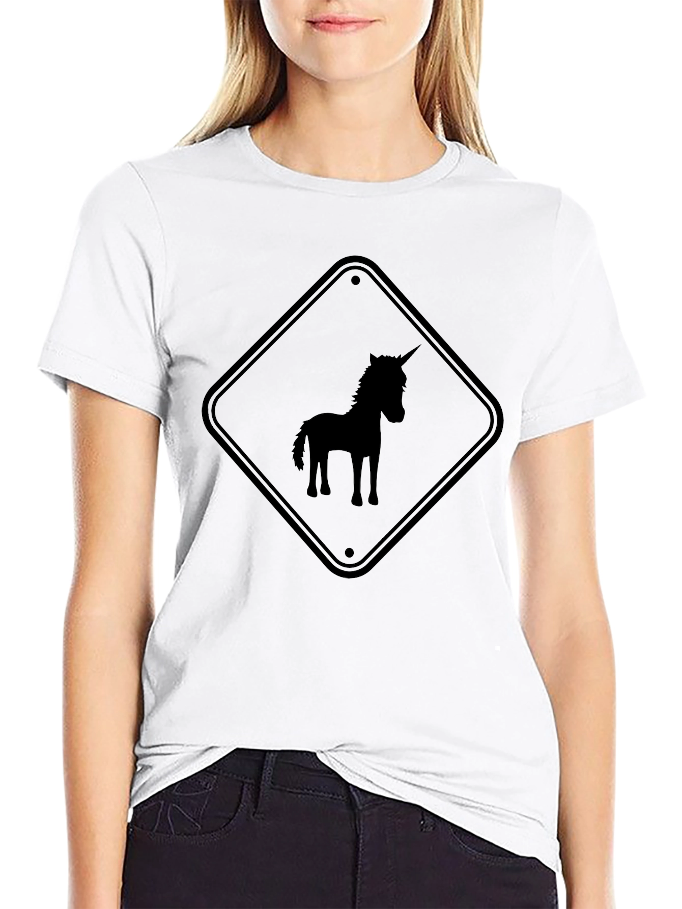 Black Unicorn Crossing T-Shirt - Black Novelty Tee view 9