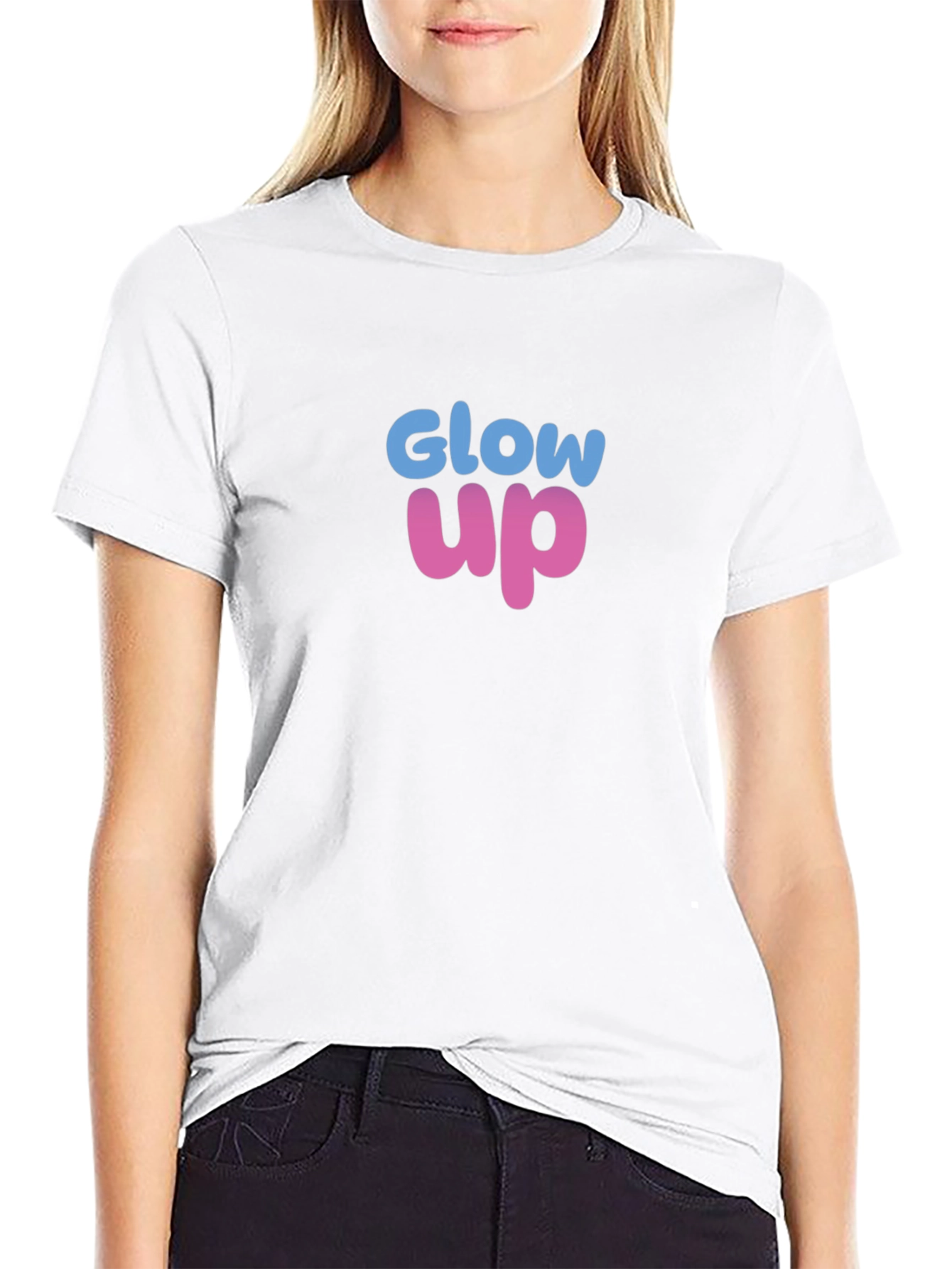 Black Glow Up Graphic Tee - Trendy Short Sleeve Crew Neck T-Shirt view 9