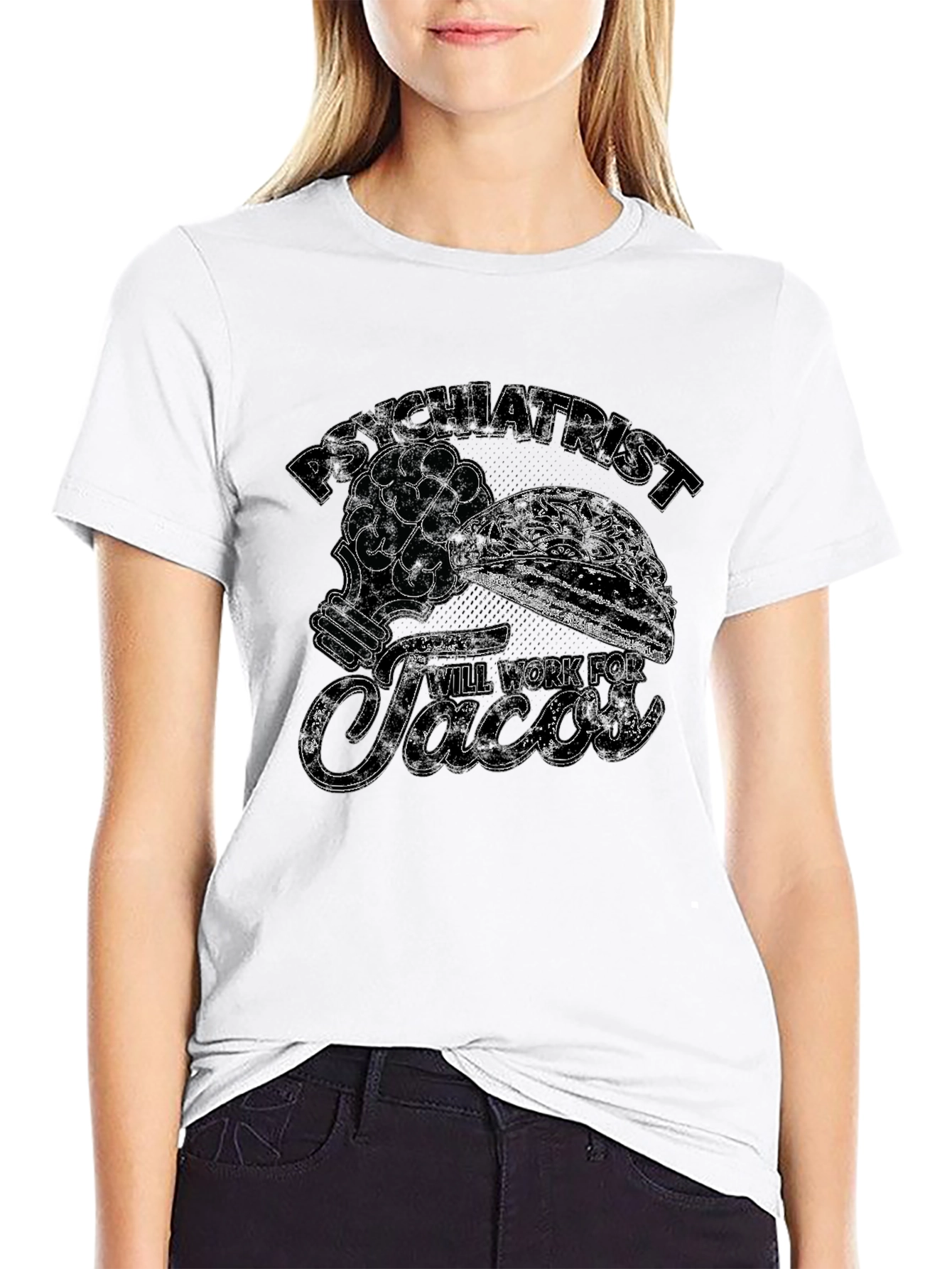 Black Psychiatrist Will Work For Tacos Graphic T-Shirt view 9