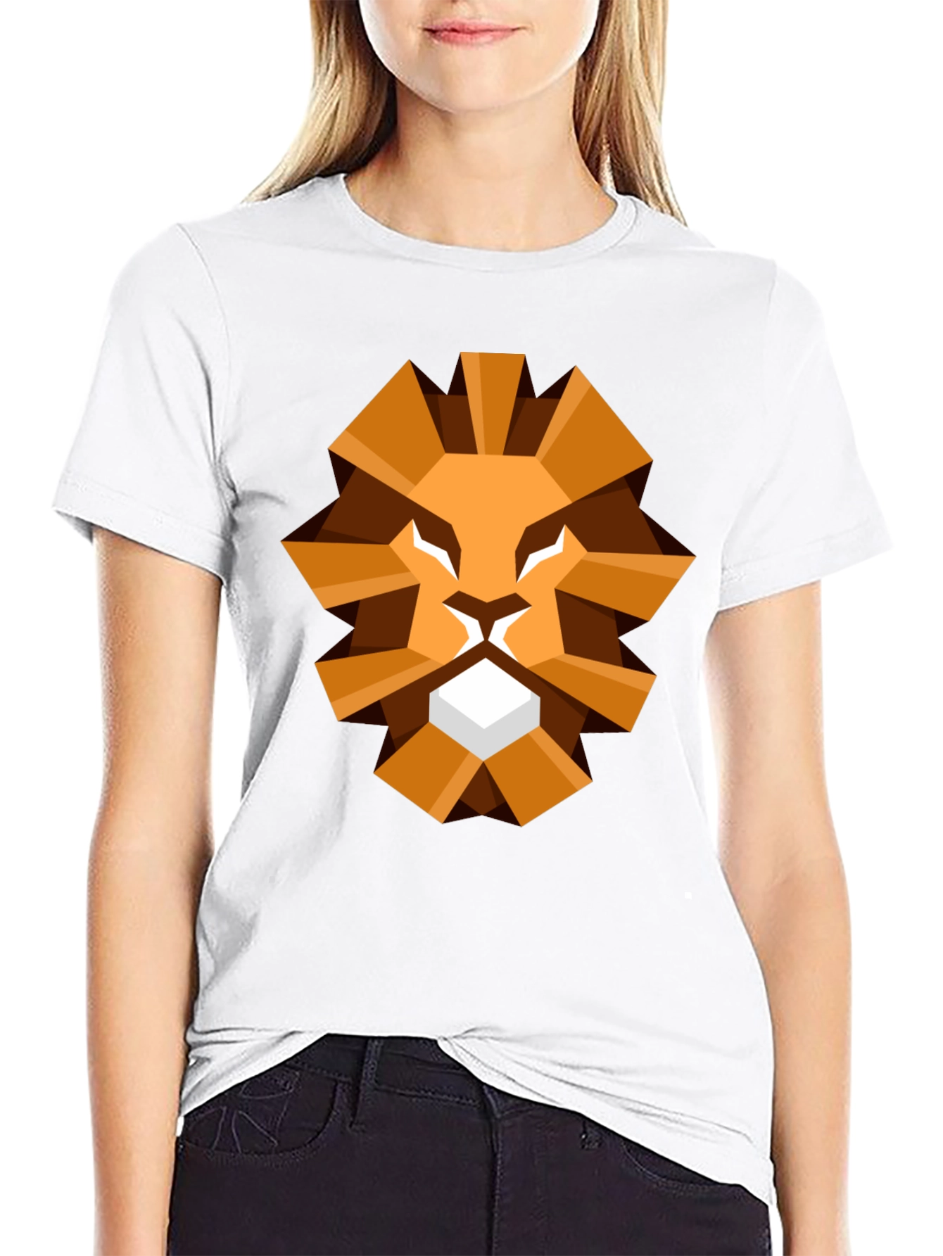 Black Geometric Lion Graphic Tee - Black T-Shirt view 9