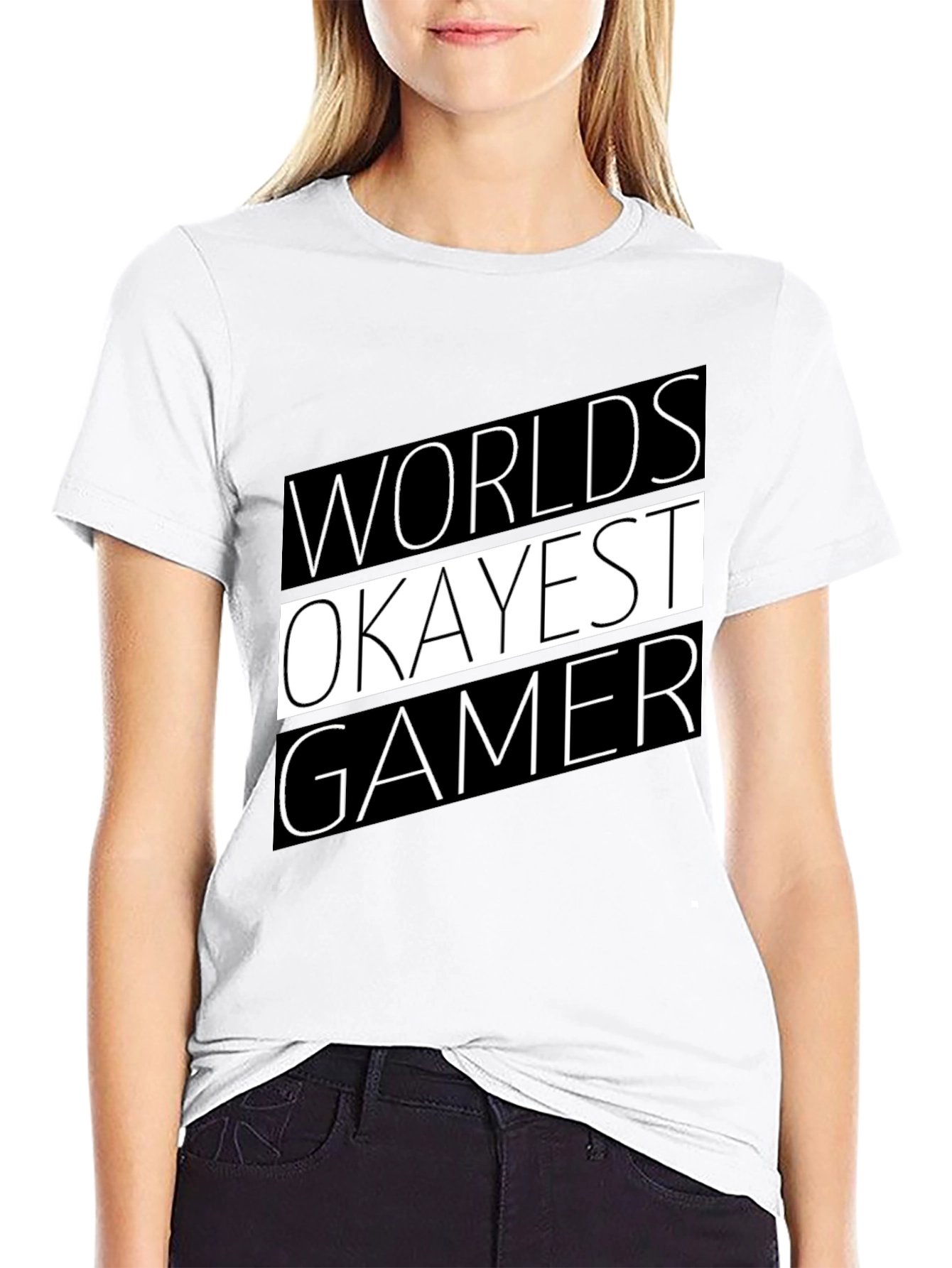 Black Worlds Okayest Gamer T-Shirt - Black Graphic Tee view 9