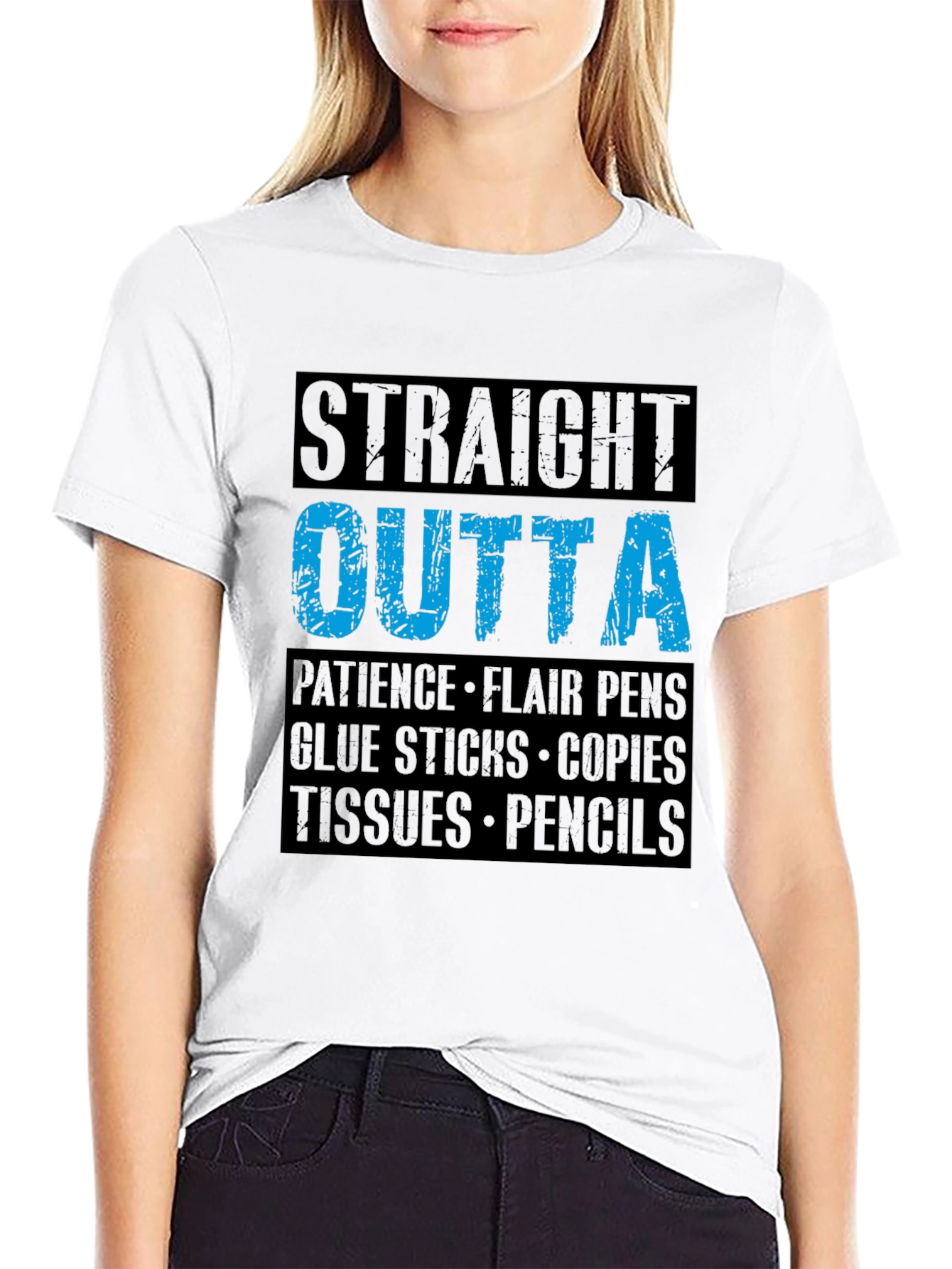 Black Straight Outta Patience Teacher T-Shirt view 9