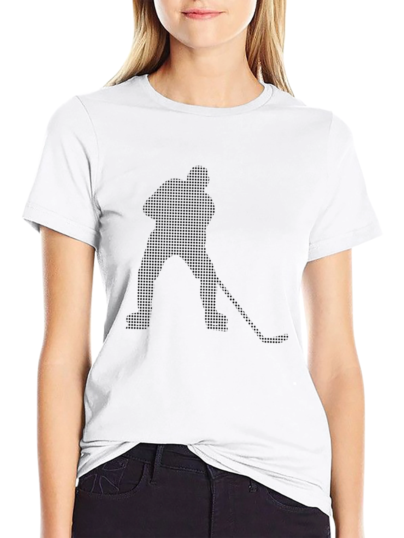 Black Hockey Player Graphic Tee - Black Cotton Blend view 9