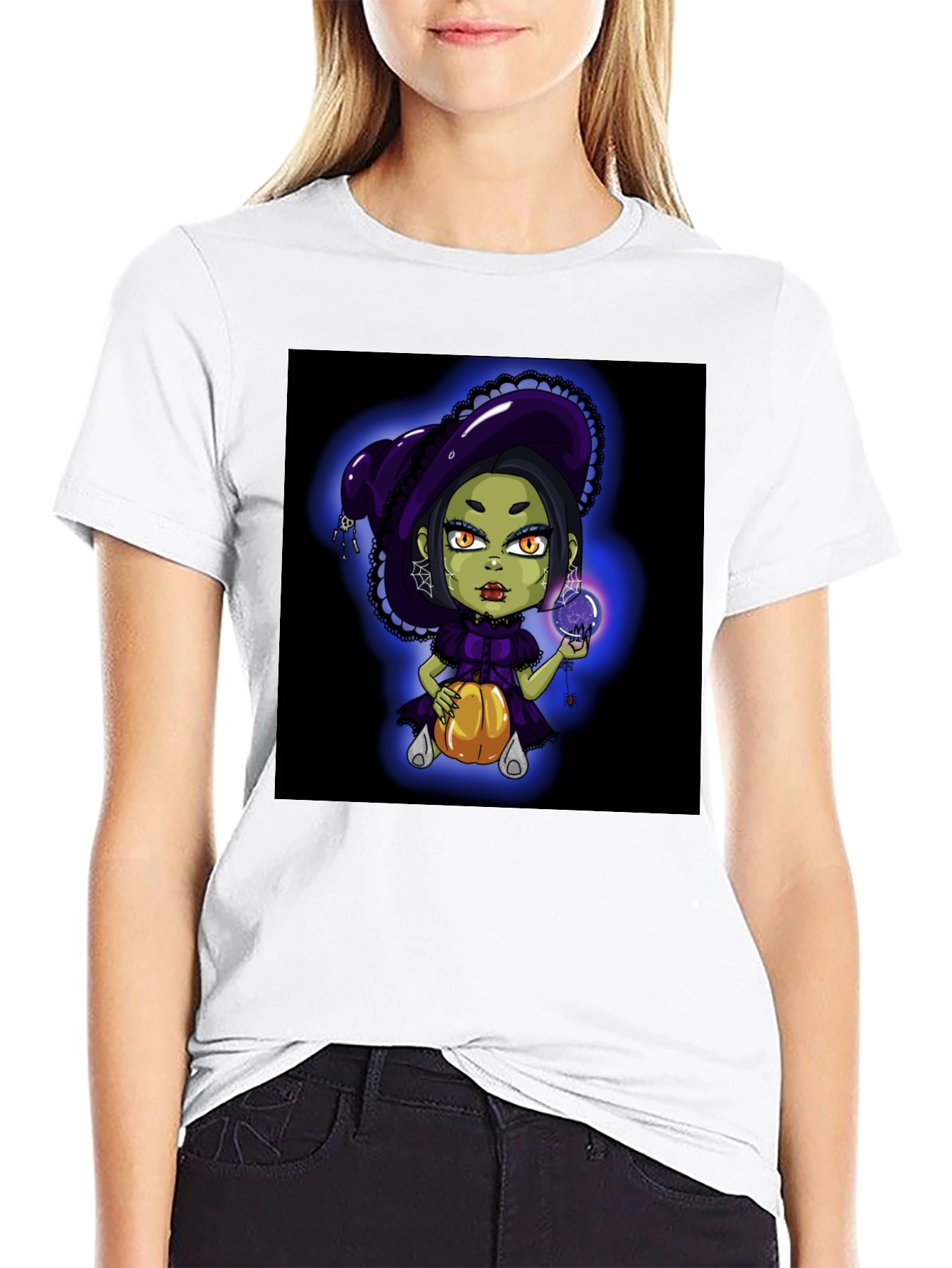 Black Witch Pumpkin Halloween T-Shirt view 9