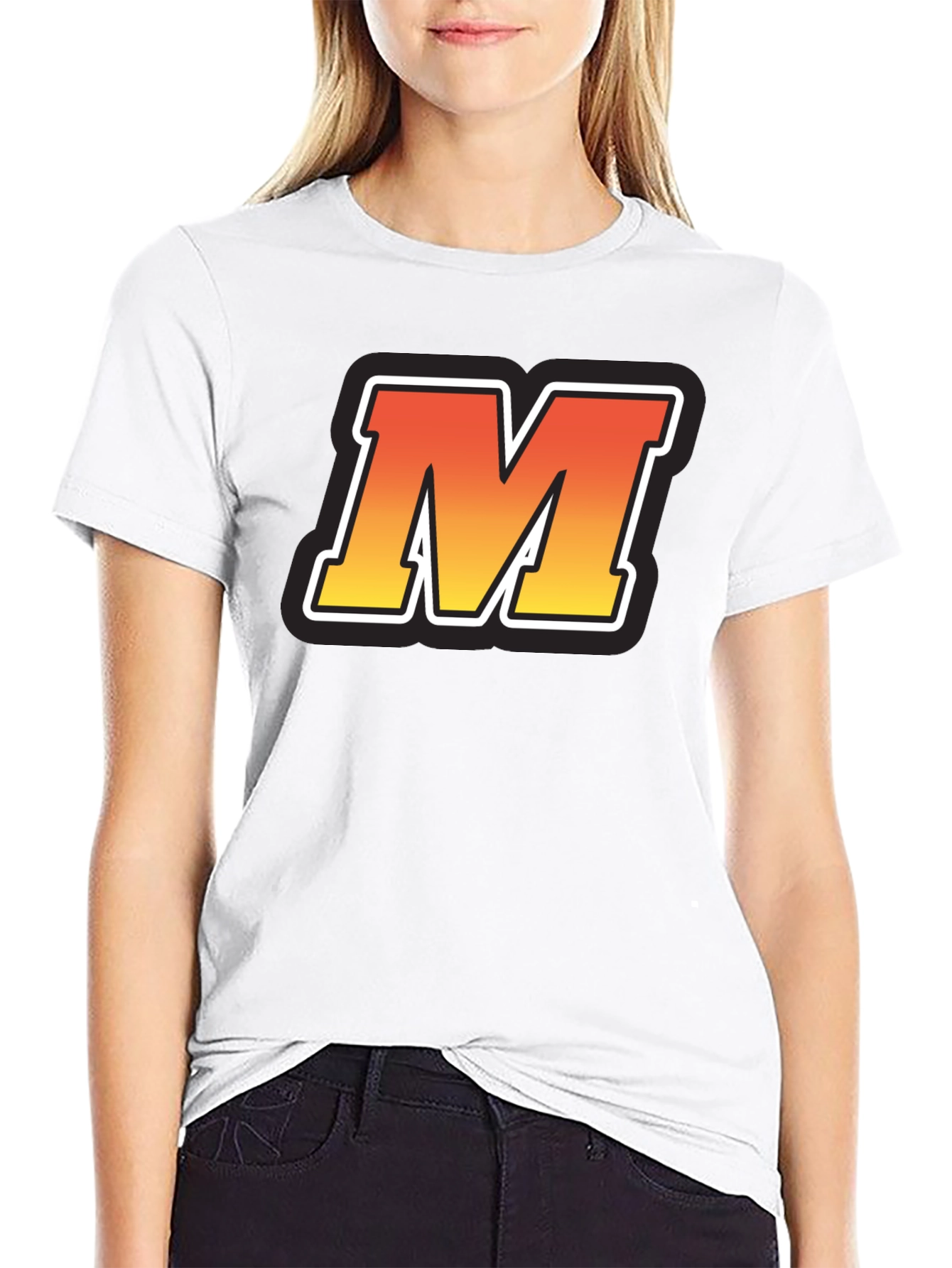 Black Bold 'M' Graphic Black T-Shirt view 9