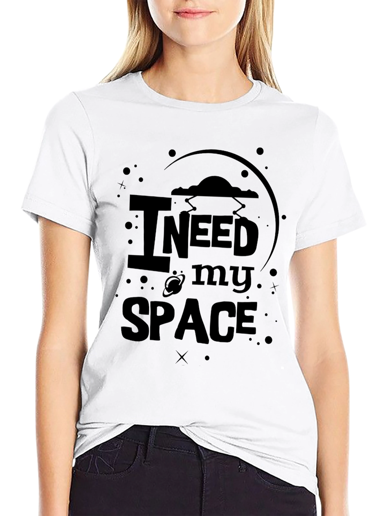 Black I Need My Space Graphic T-Shirt - Black view 9