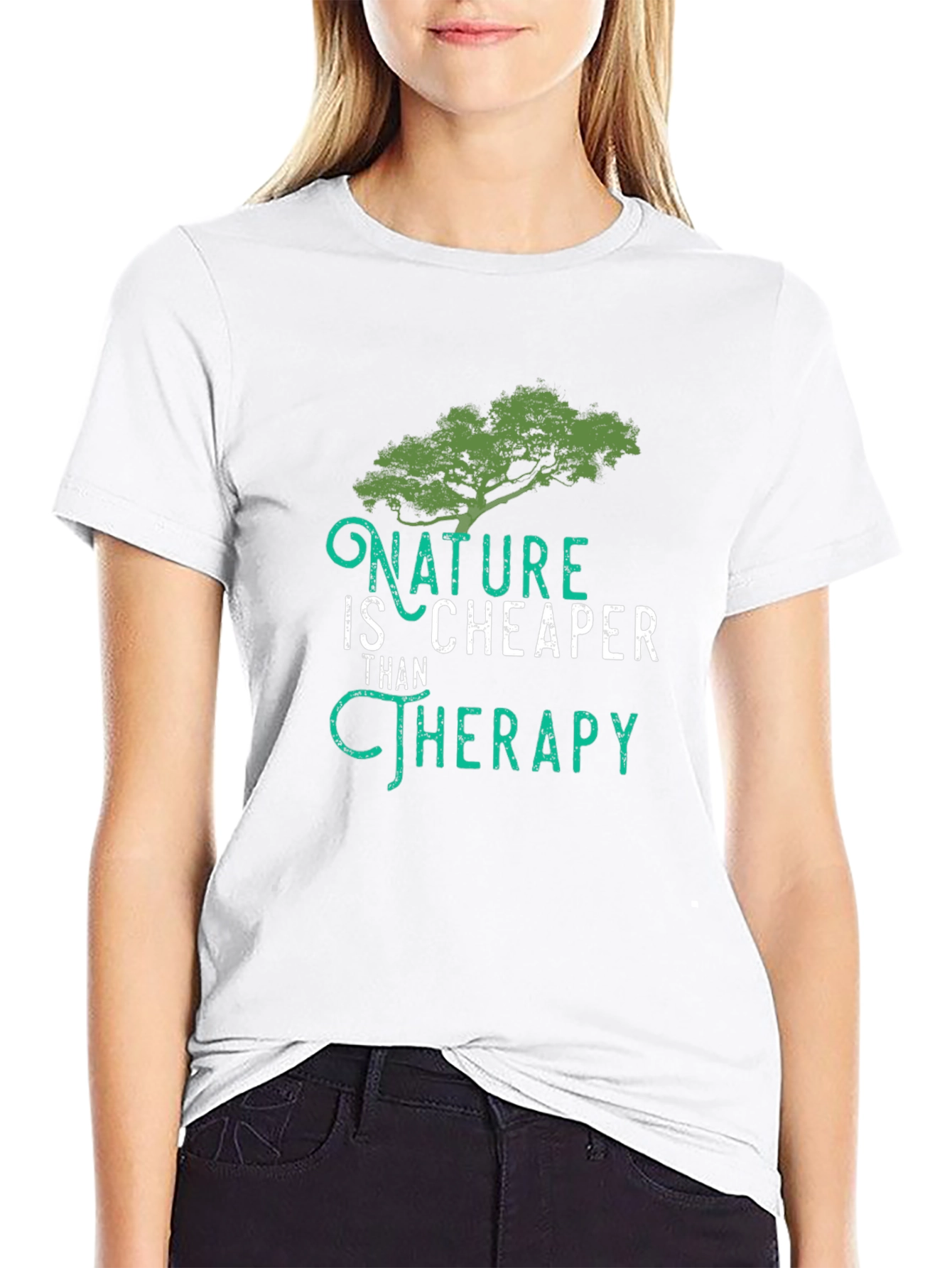 Black Nature is Cheaper Therapy Black Graphic Tee view 9