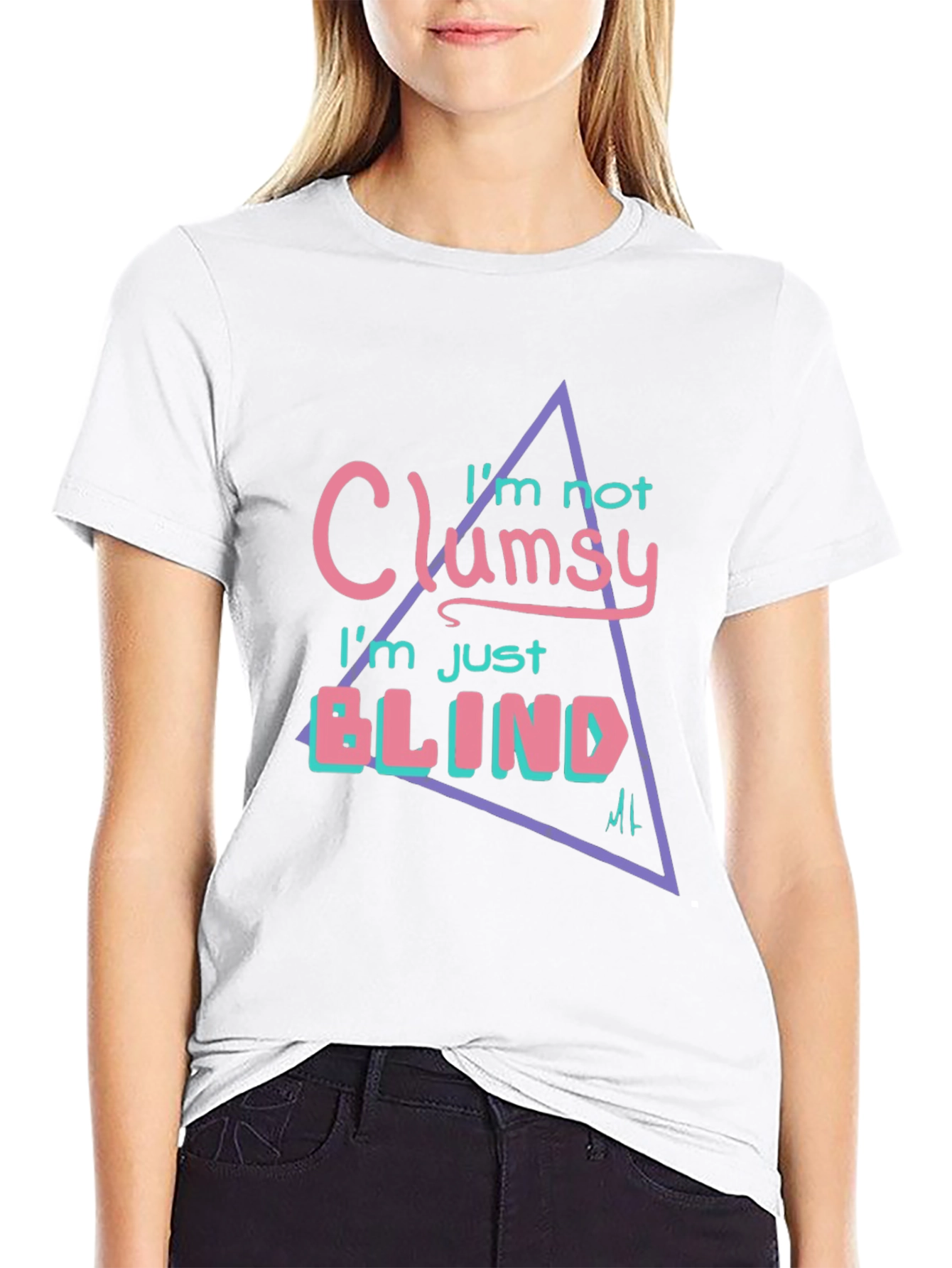 Black Clumsy? Tee: Funny Graphic Print T-Shirt view 9