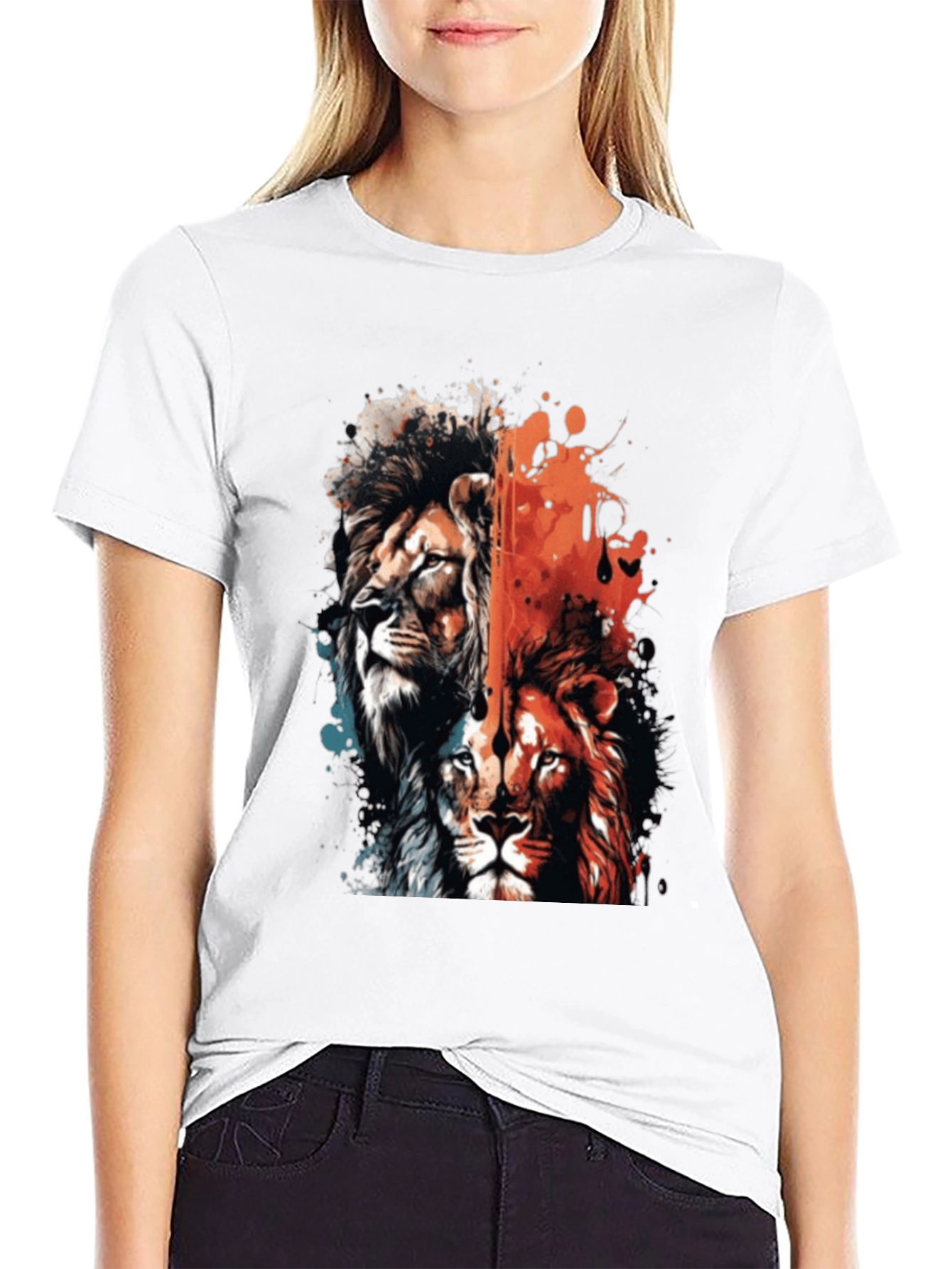 Black Lion Duo Graphic Tee - Bold Statement Shirt view 9