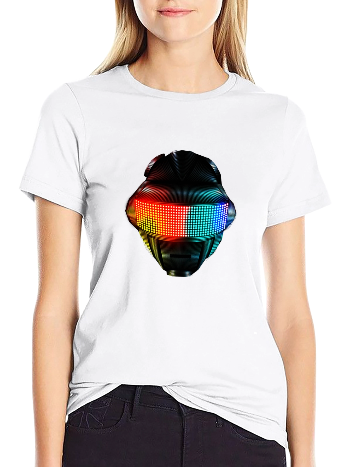 Black LED Robot Head Graphic Black T-Shirt view 9