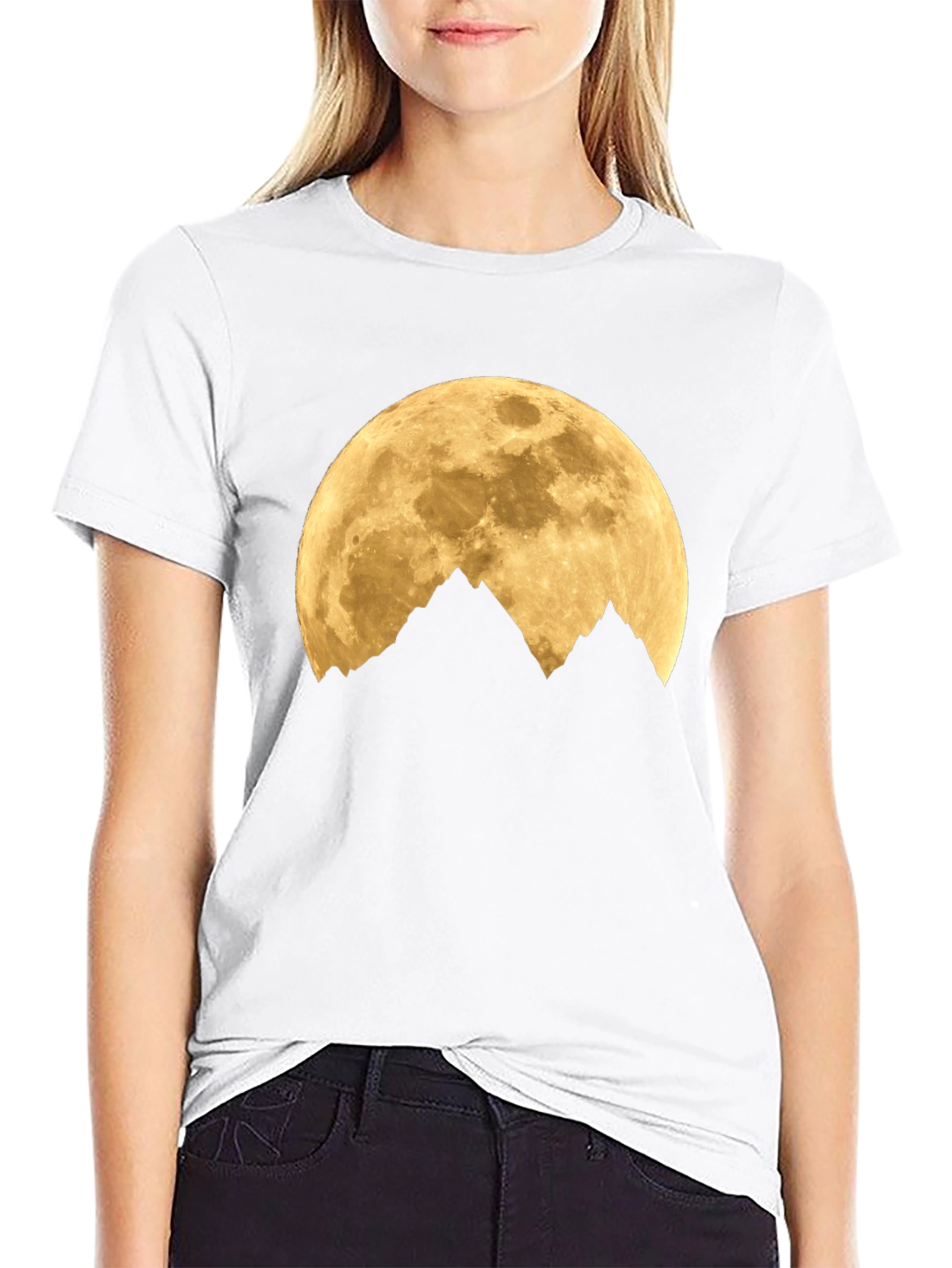 Black Moon Over Mountains Graphic Tee - Black Cotton Blend view 9