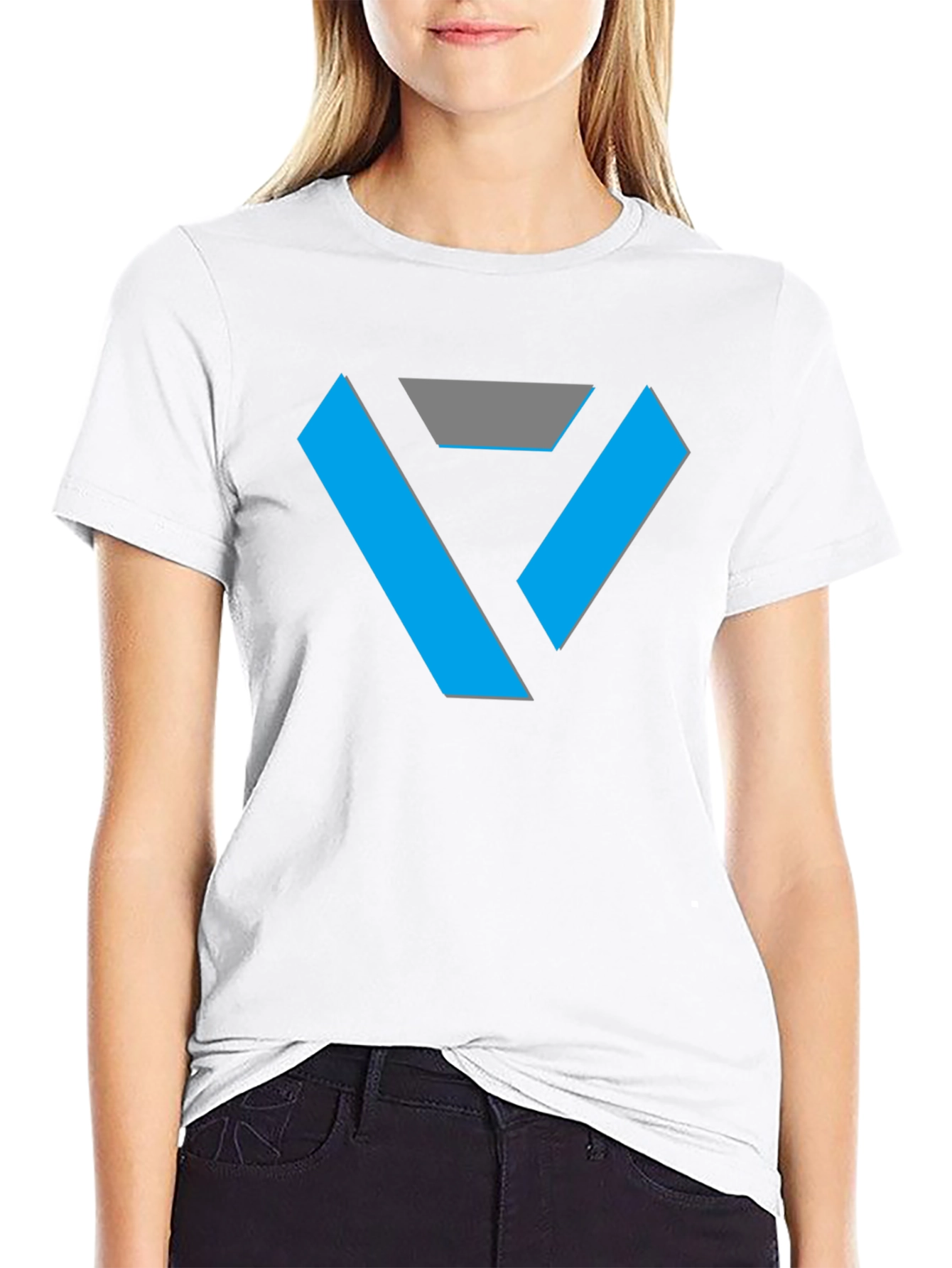 Black Geometric V Logo Black T-Shirt view 9