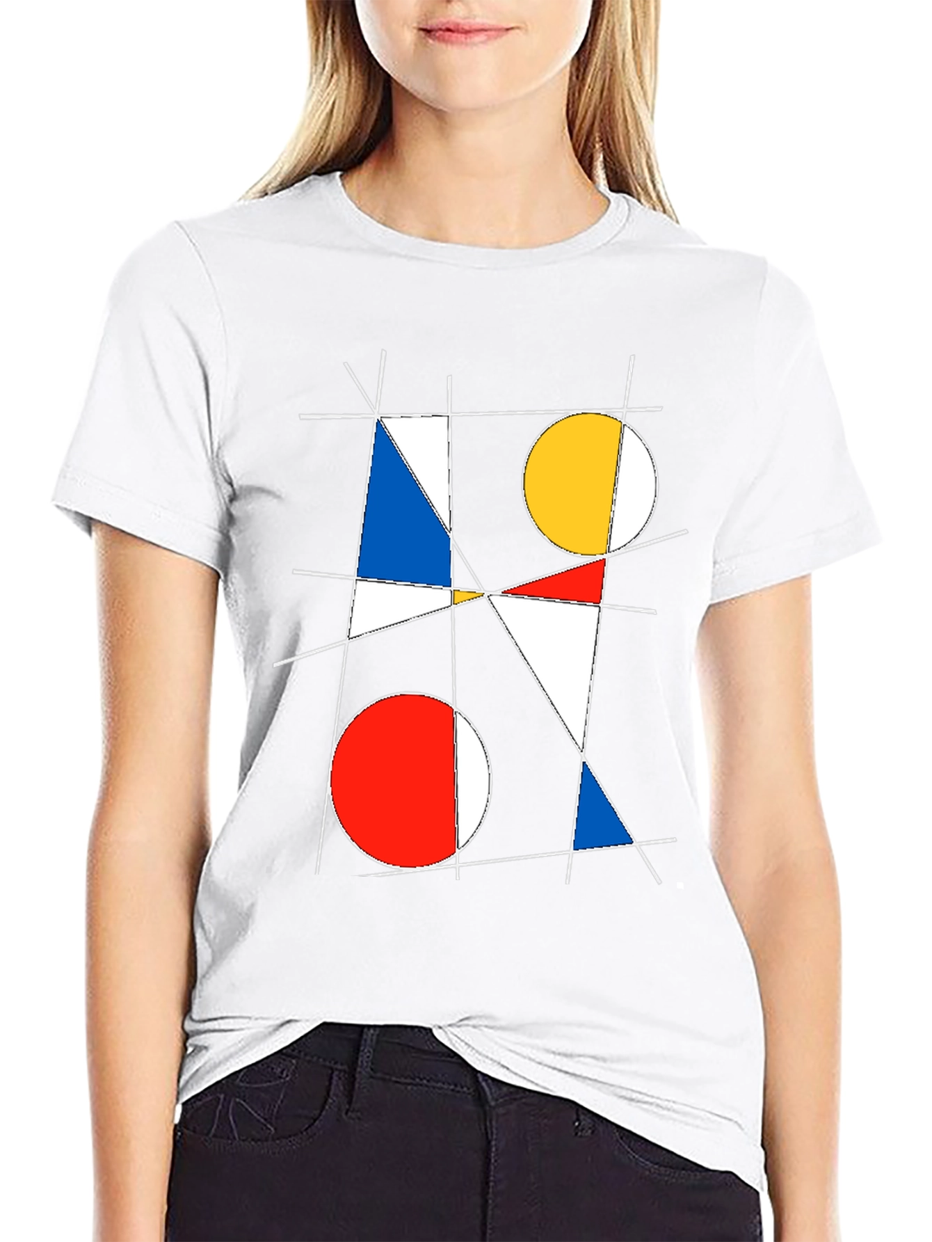 Black Geometric Abstract Art Graphic T-Shirt view 9
