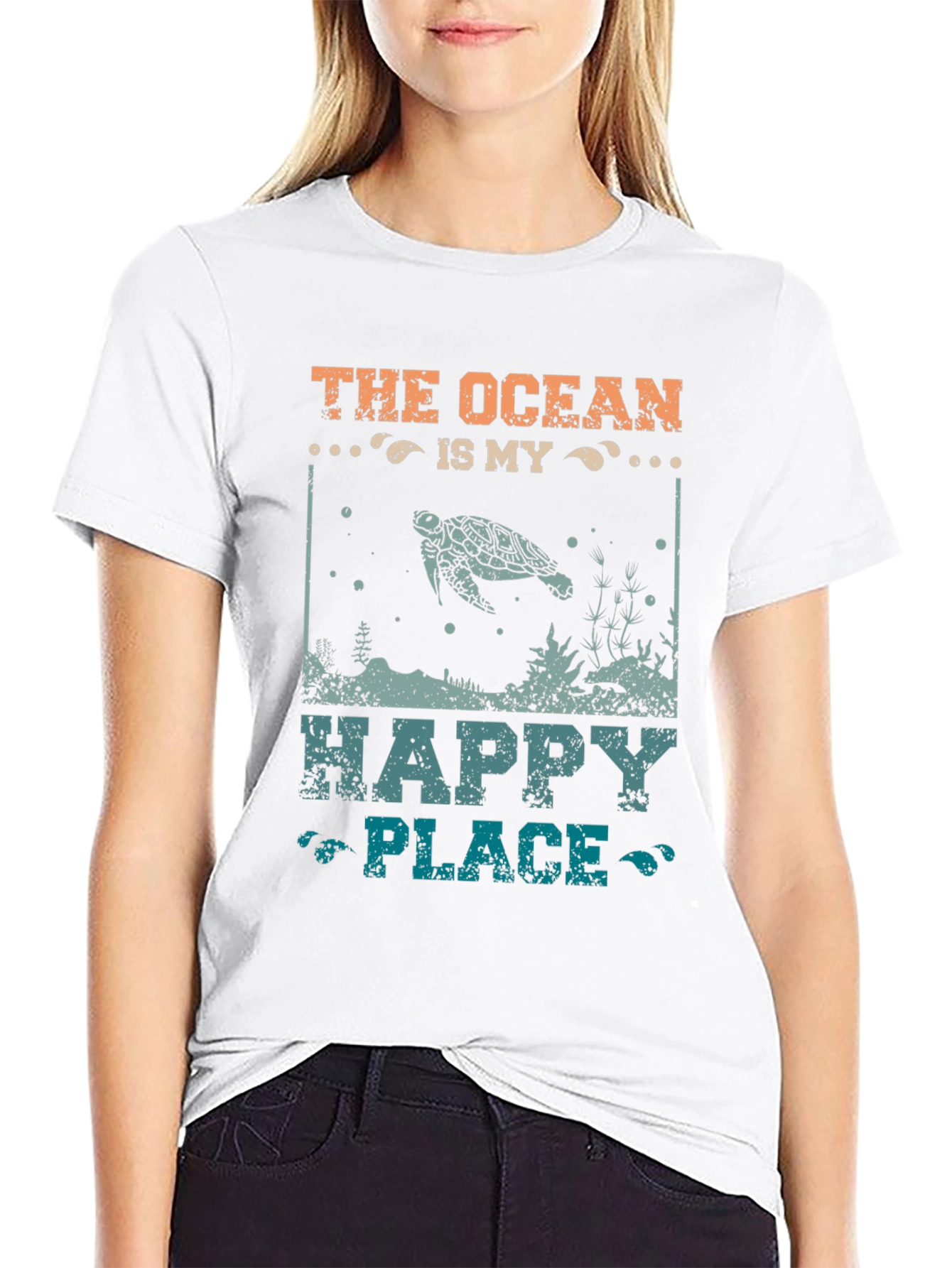 Black Ocean Is My Happy Place Graphic Tee view 9