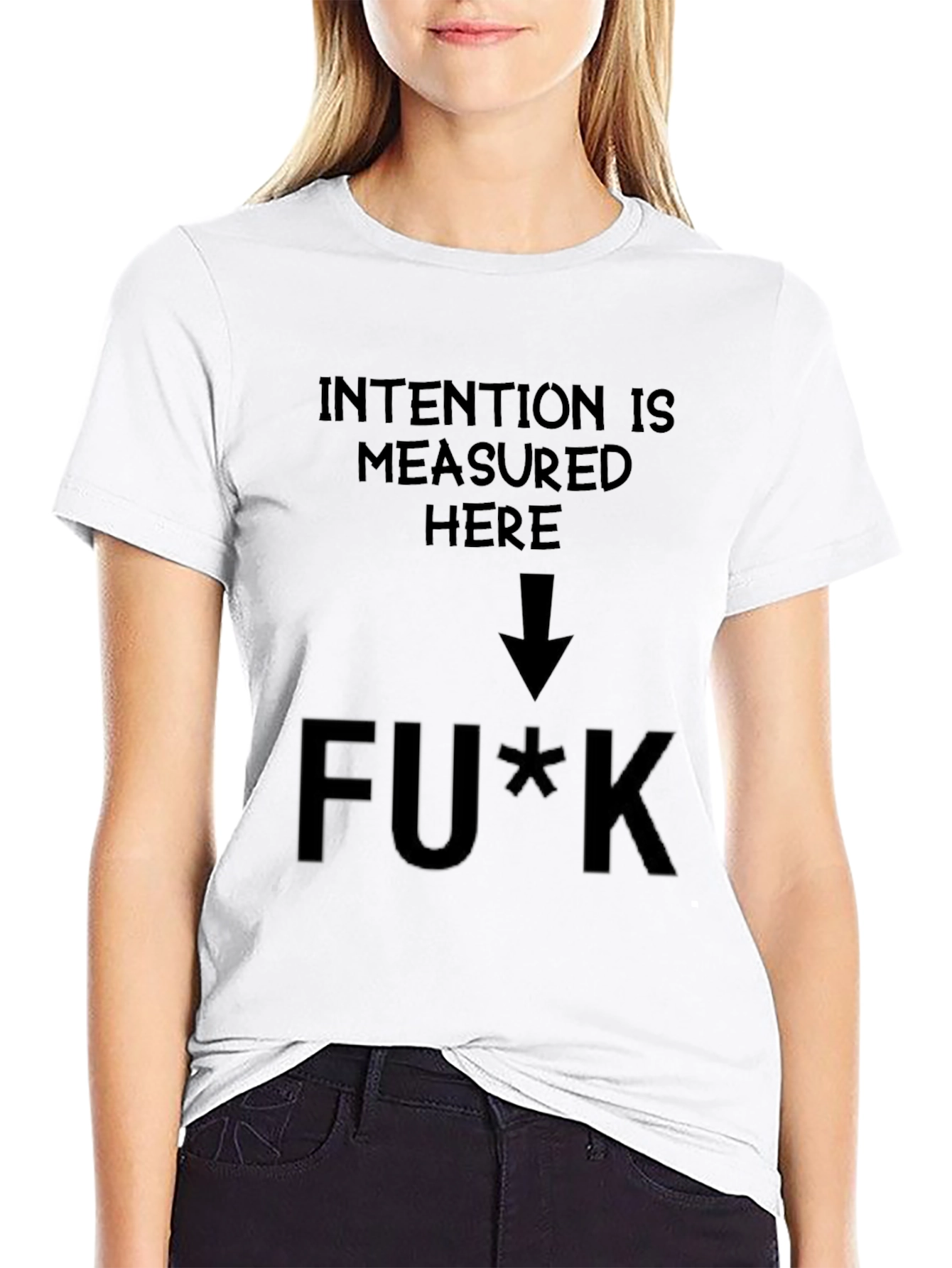 Black Intention Measured Here Graphic T-Shirt view 9
