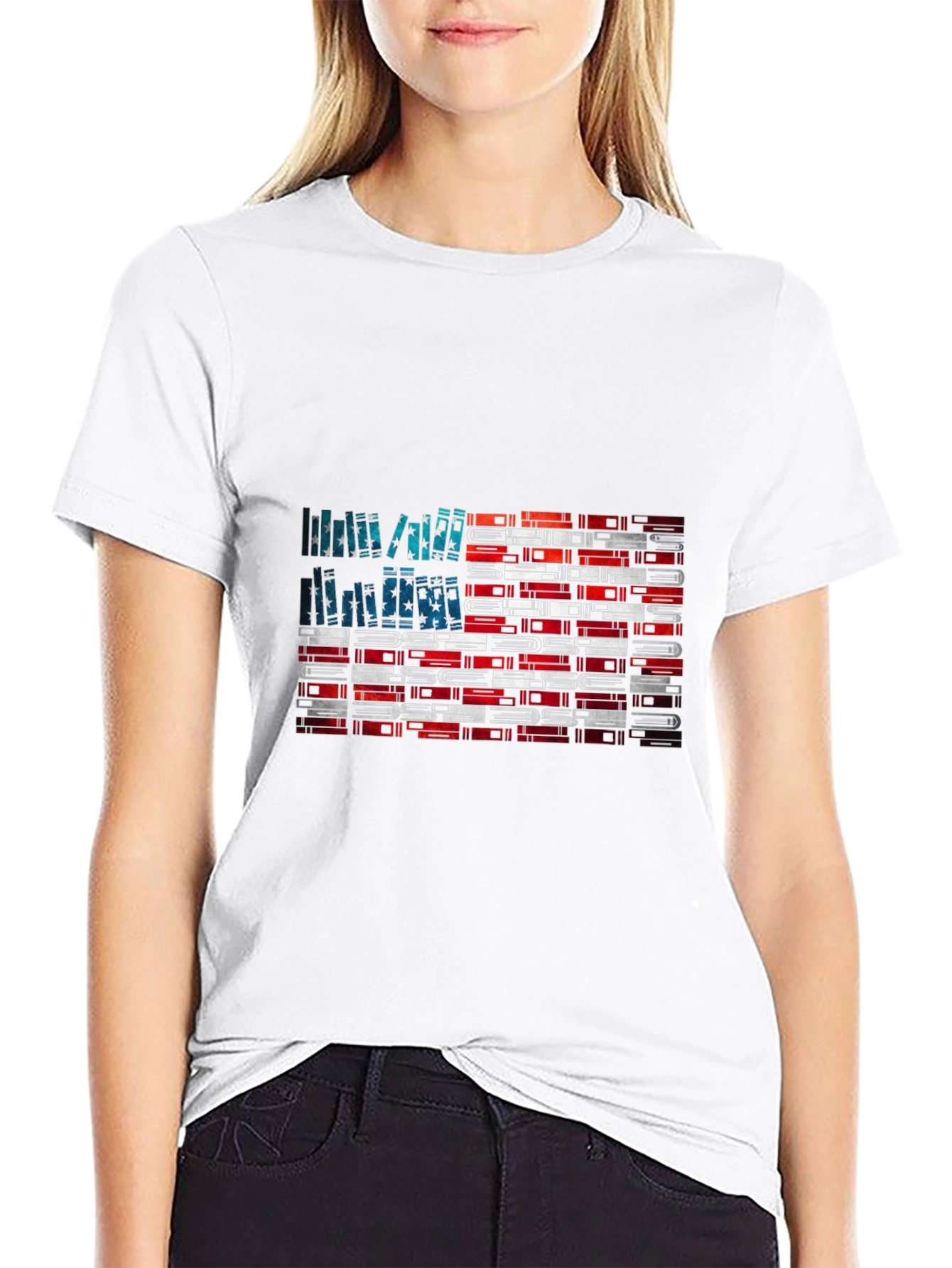 Black American Flag Books T-Shirt view 9