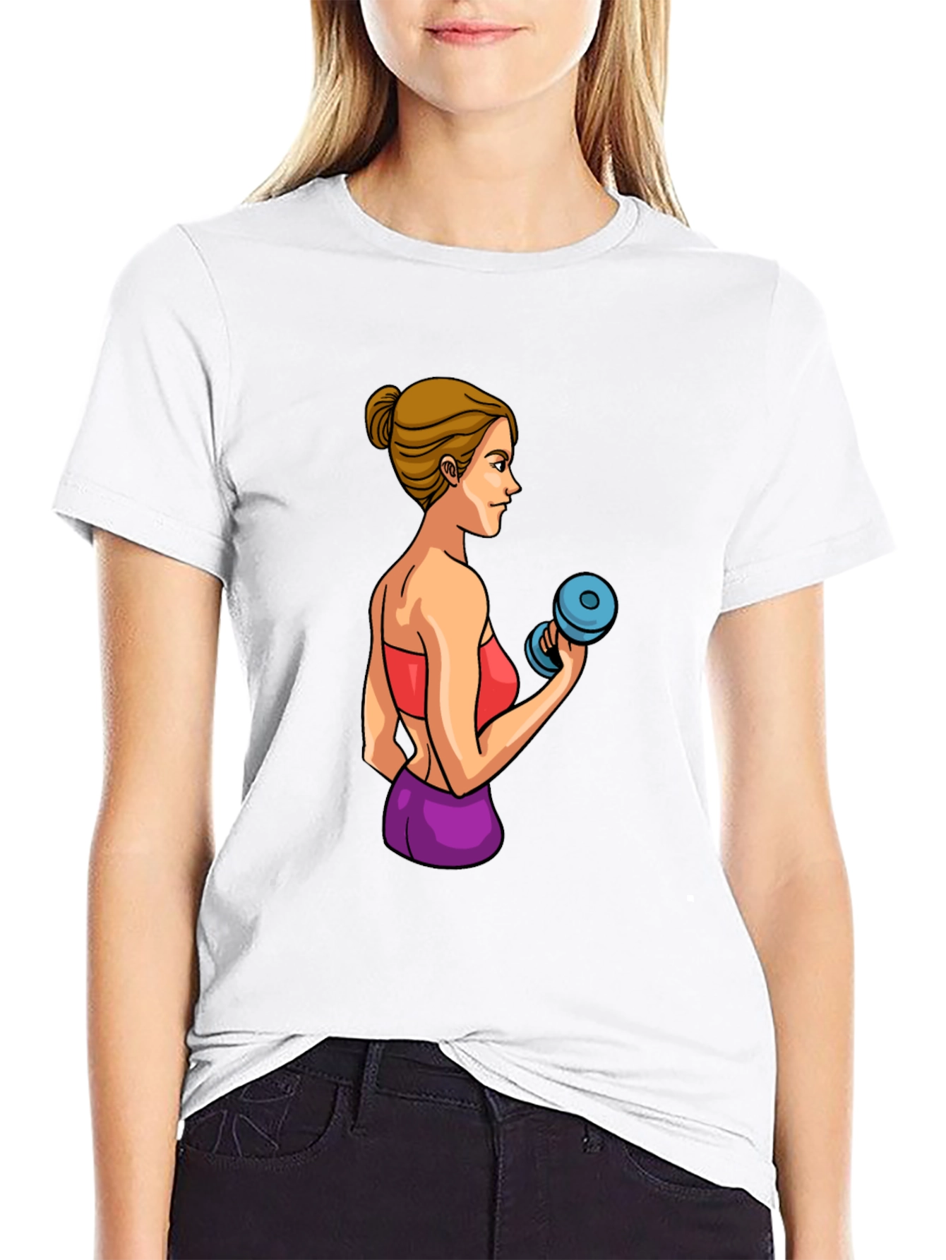 Black Workout Woman Graphic T-Shirt view 9