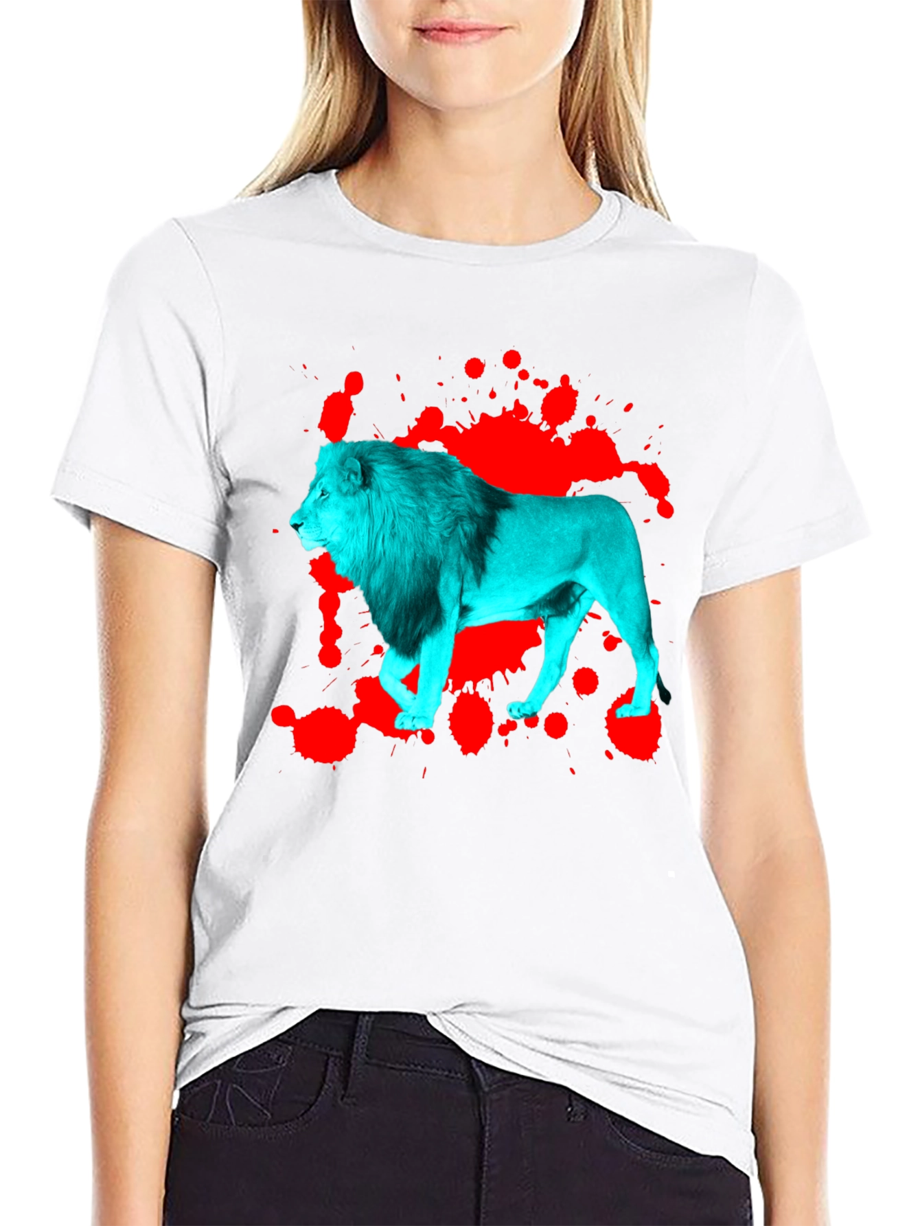 Black Bold Lion Graphic Tee - Black view 9