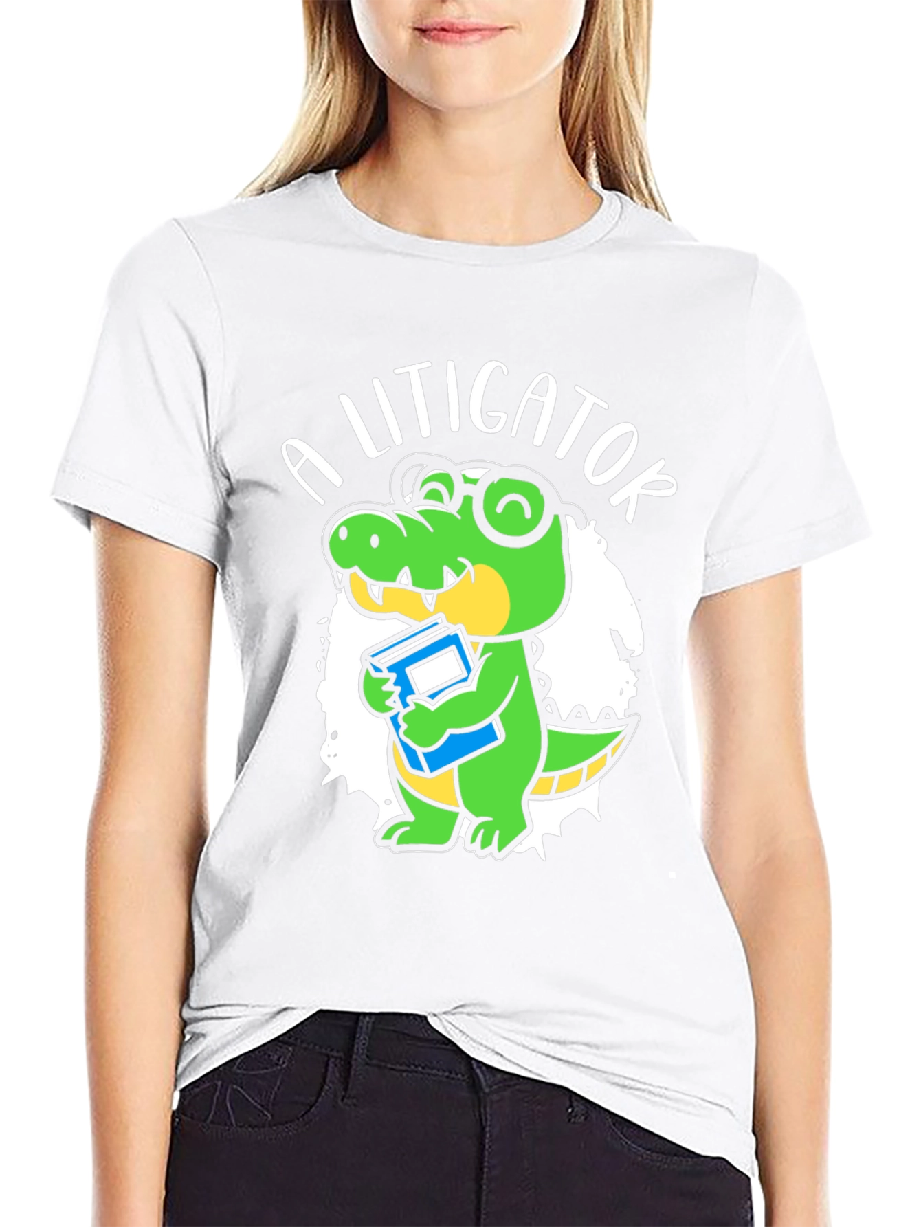 Black A Litigator Alligator T-Shirt - Lawyer Crocodile Tee view 9