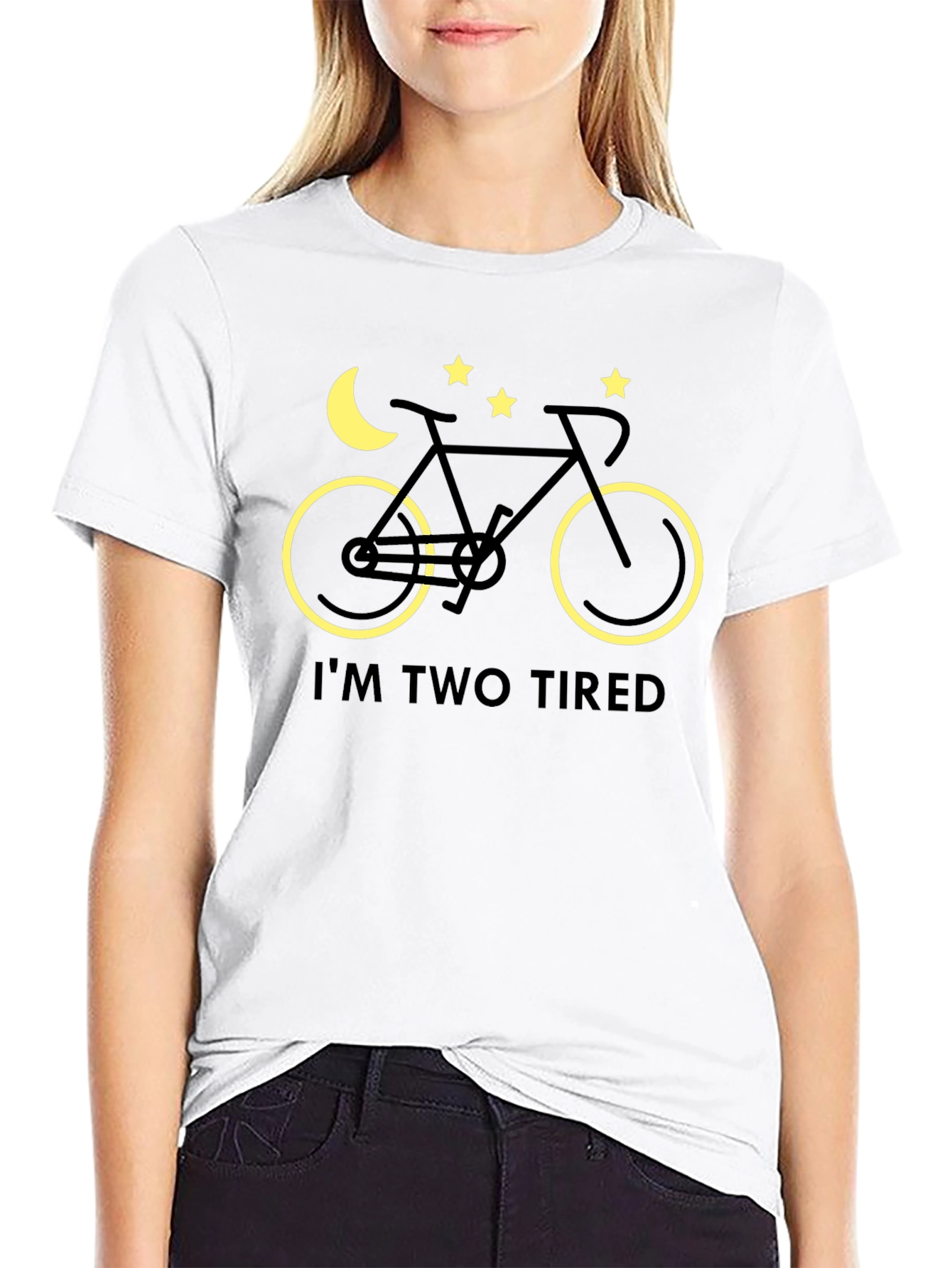 Black I'm Two Tired Bike T-Shirt - Night Ride Funny Tee view 9