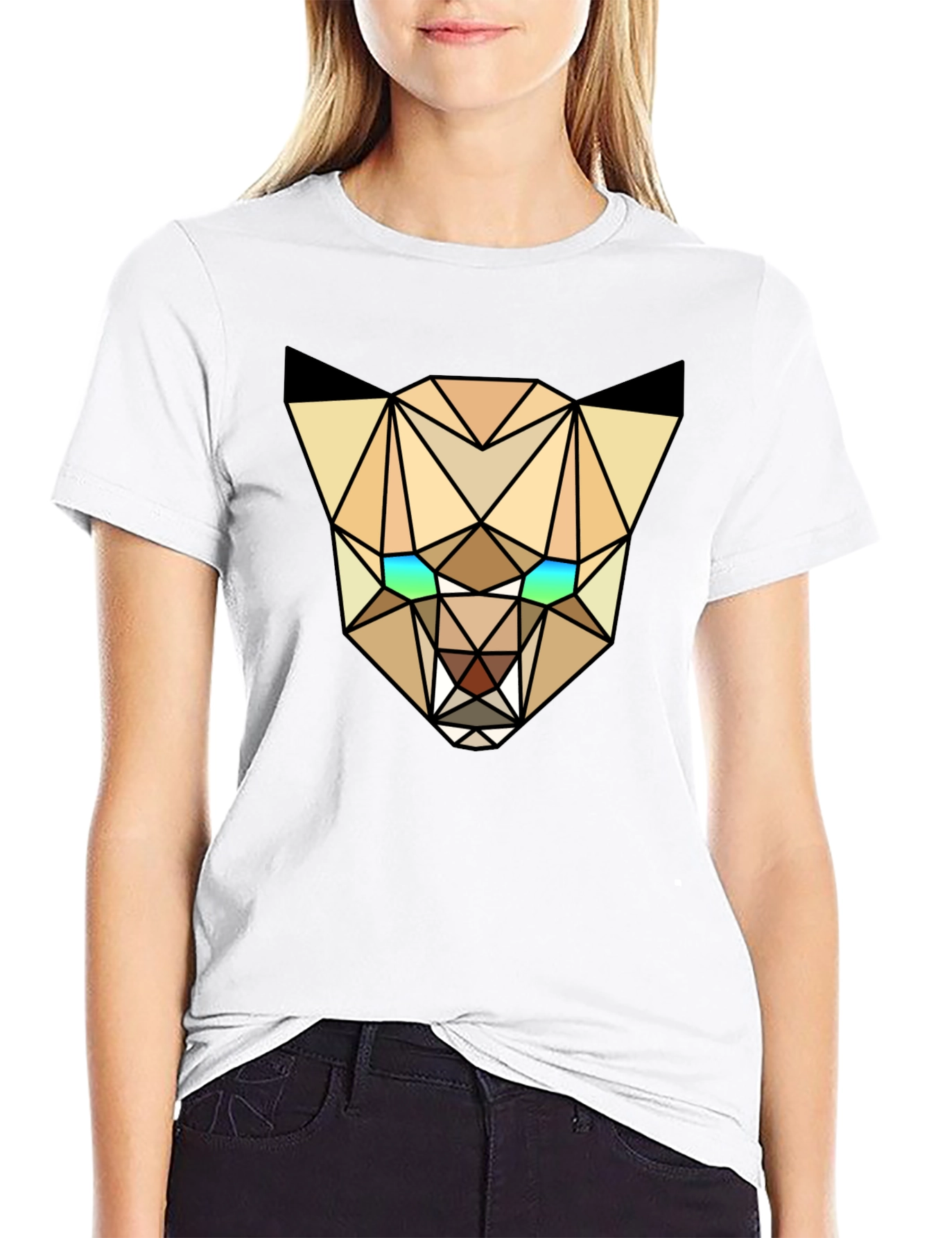 Black Geometric Lynx Tee - Modern Graphic T-Shirt view 9