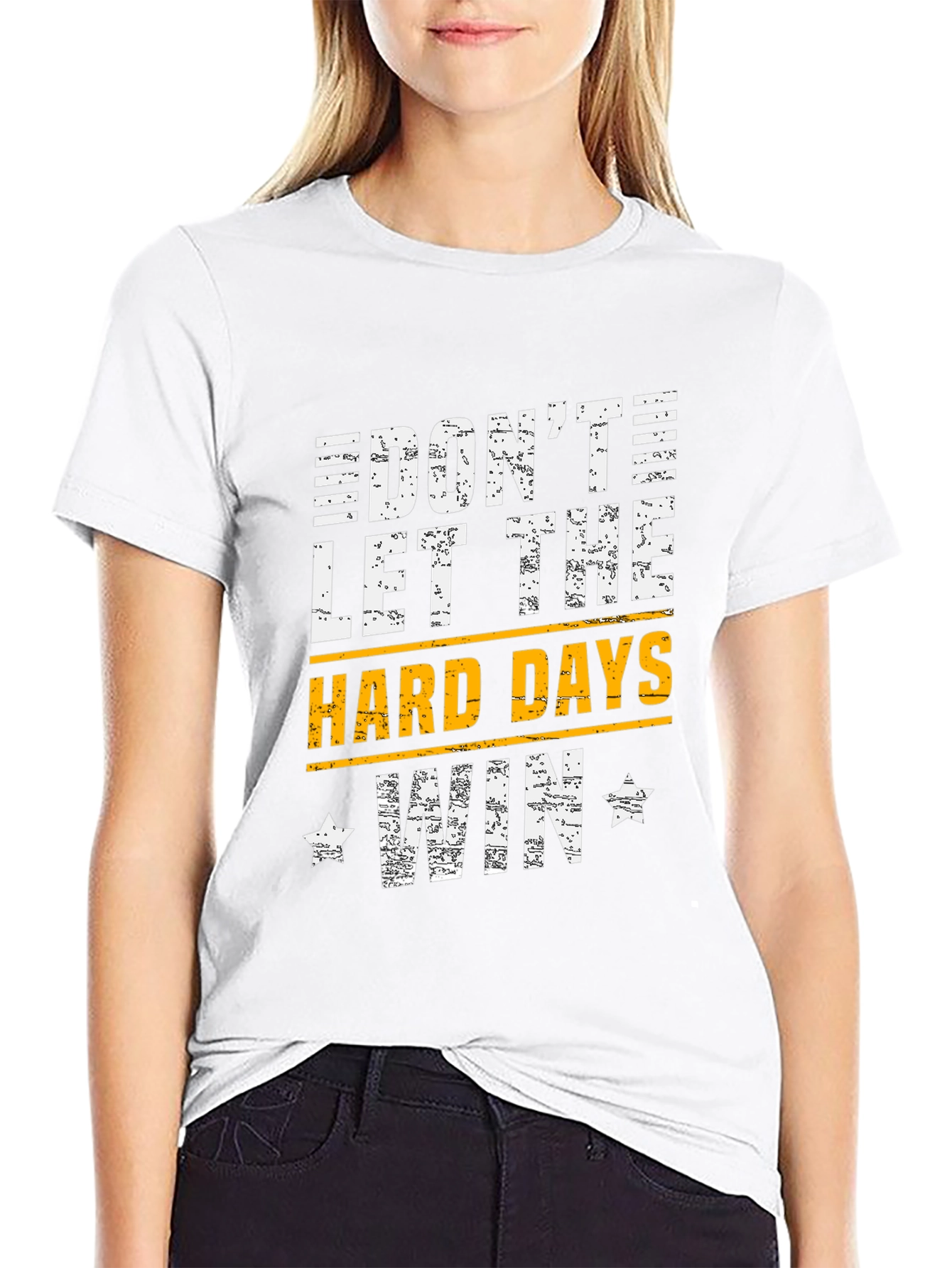 Black Motivational Graphic T-Shirt - Don't Let the Hard Days Win view 9