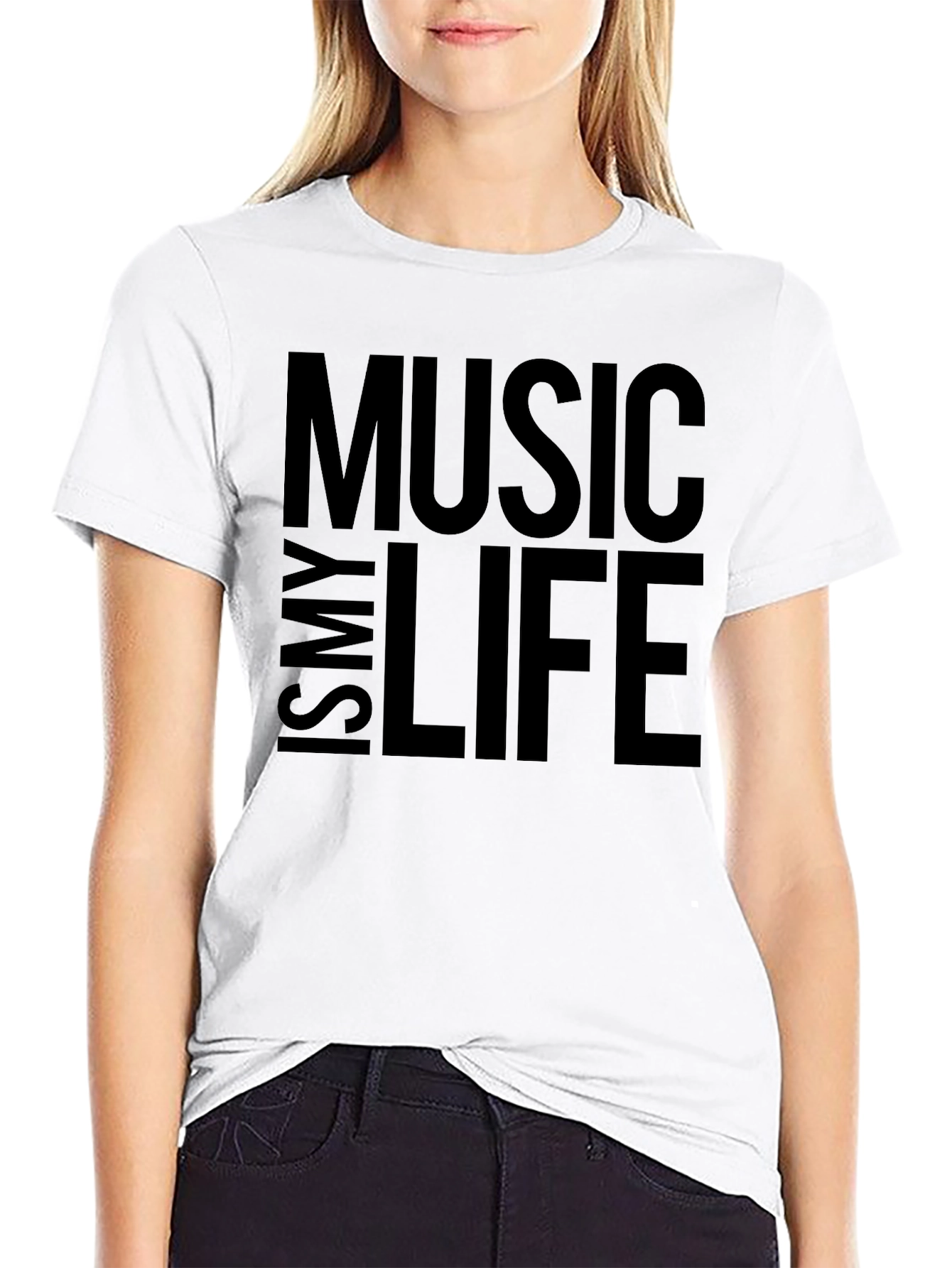 Black Music is My Life T-Shirt - Black Crew Neck Tee view 9