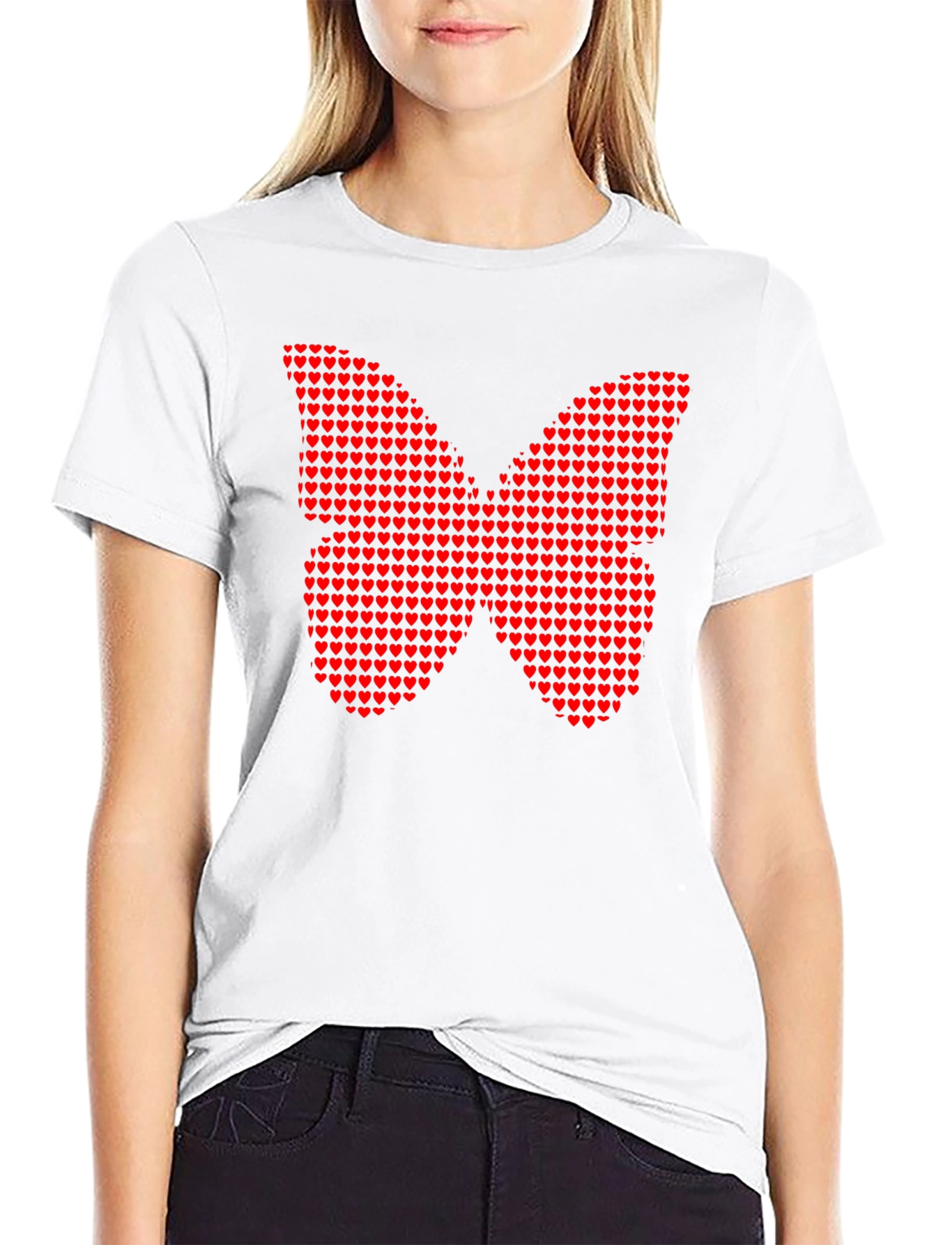 Black Heart Butterfly Graphic Tee - Trendy Style view 9