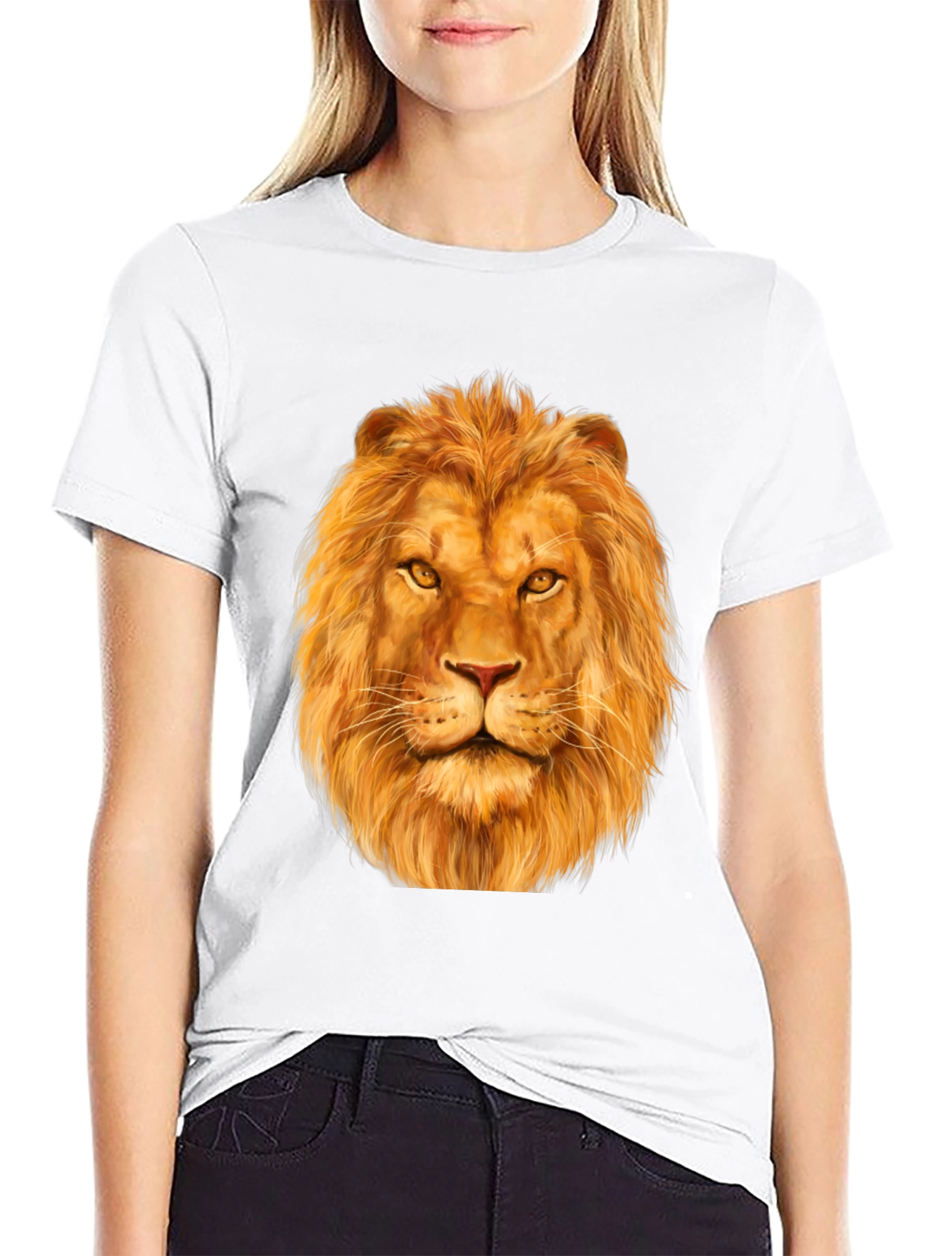 Black Lion Graphic Print Black T-Shirt view 9