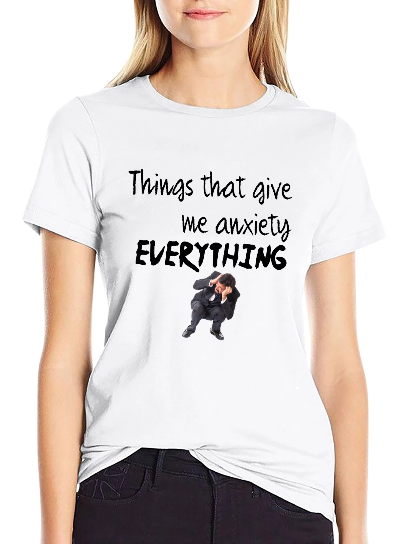 Black Anxiety Everything Graphic T-Shirt - Soft Cotton Blend view 9