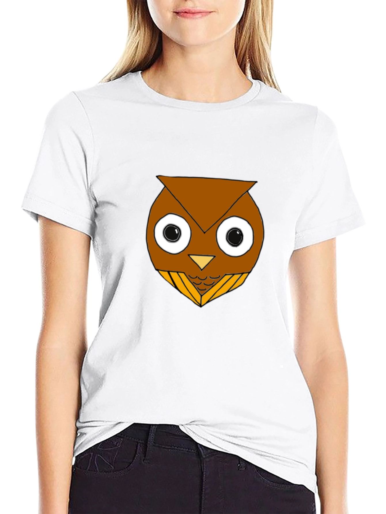Black Funny Owl Graphic T-Shirt - Black Cotton Blend view 9
