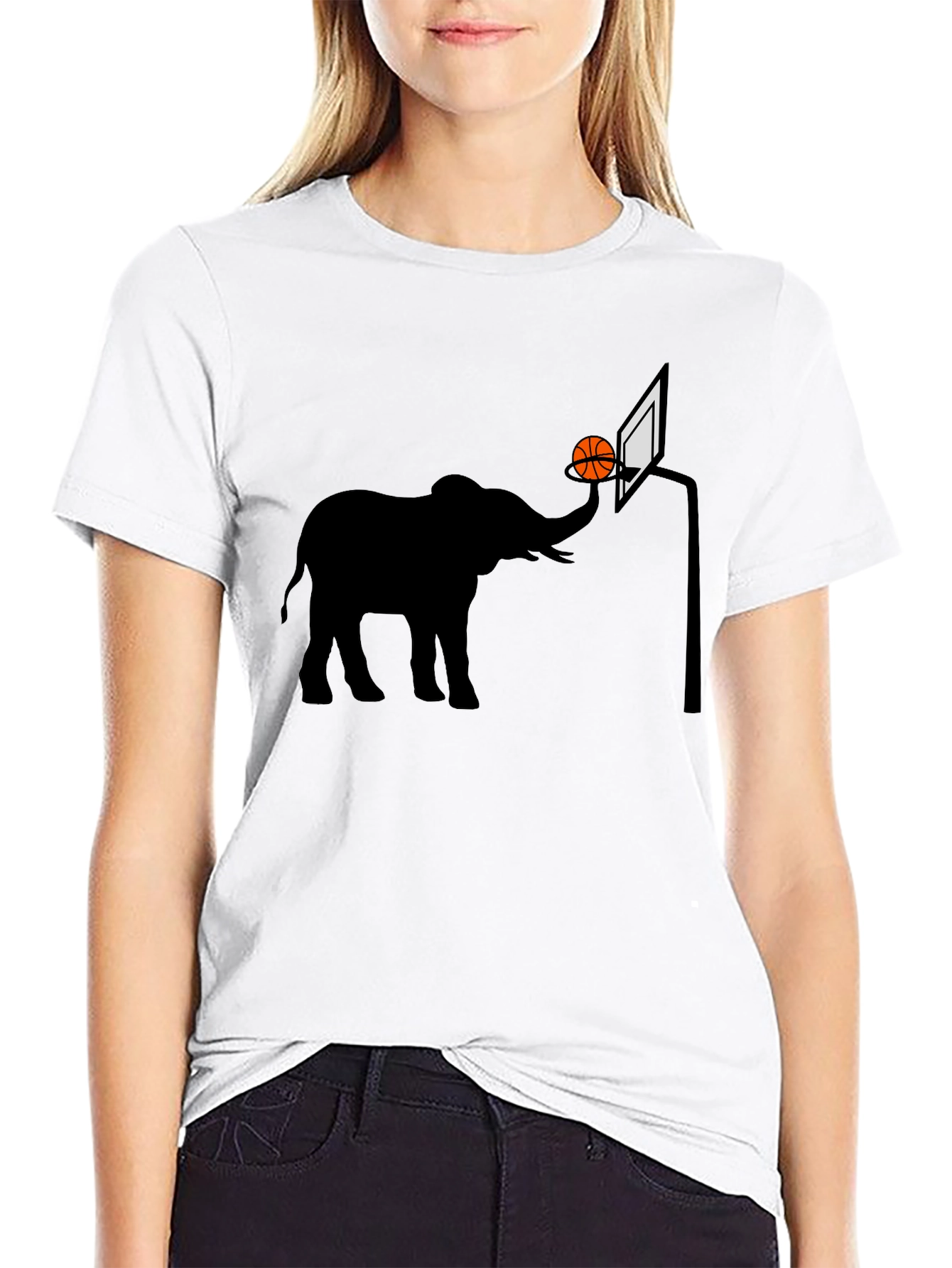 Black Elephant Basketball Graphic Tee - Novelty T-Shirt view 9
