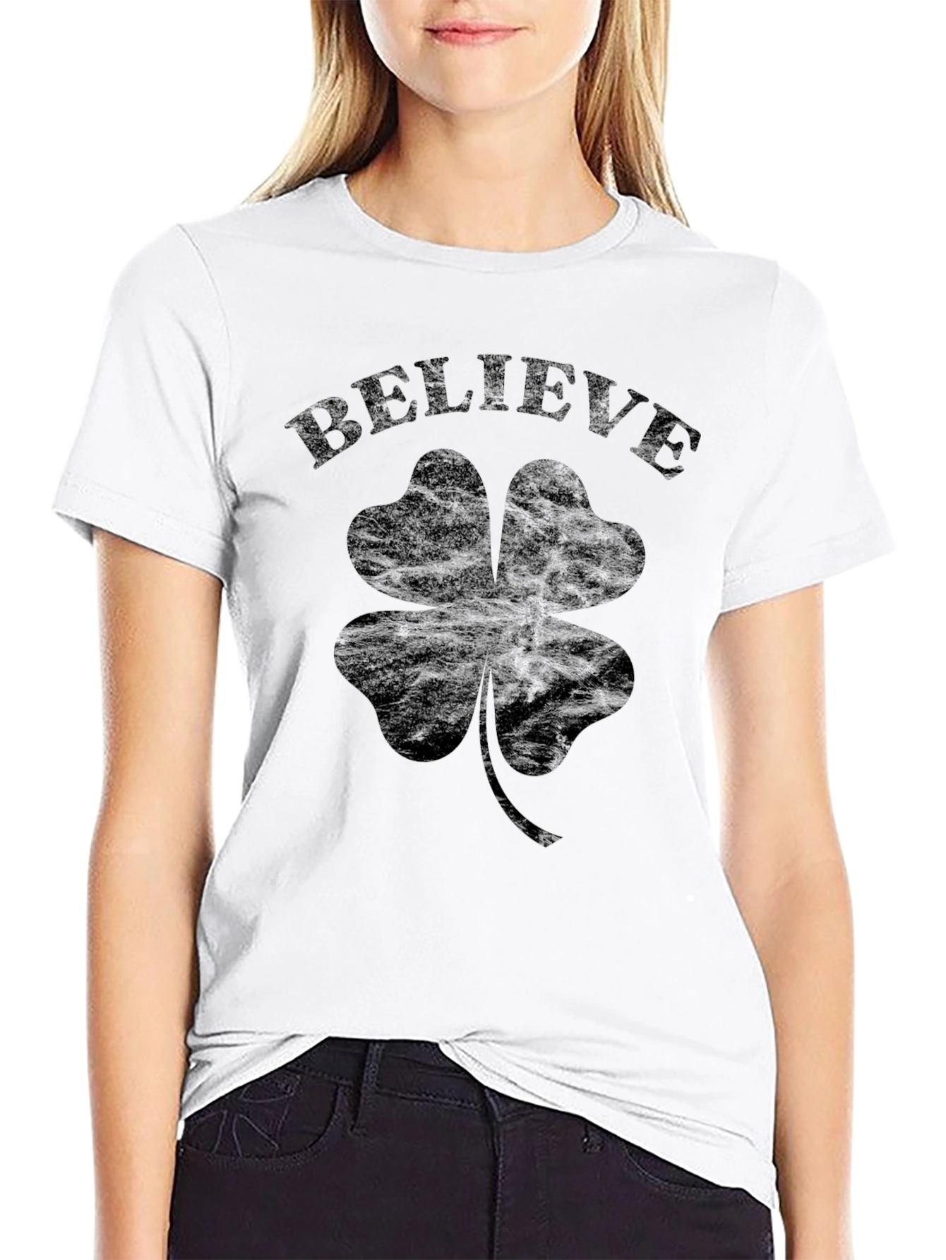 Black Believe Shamrock Clover T-Shirt view 9