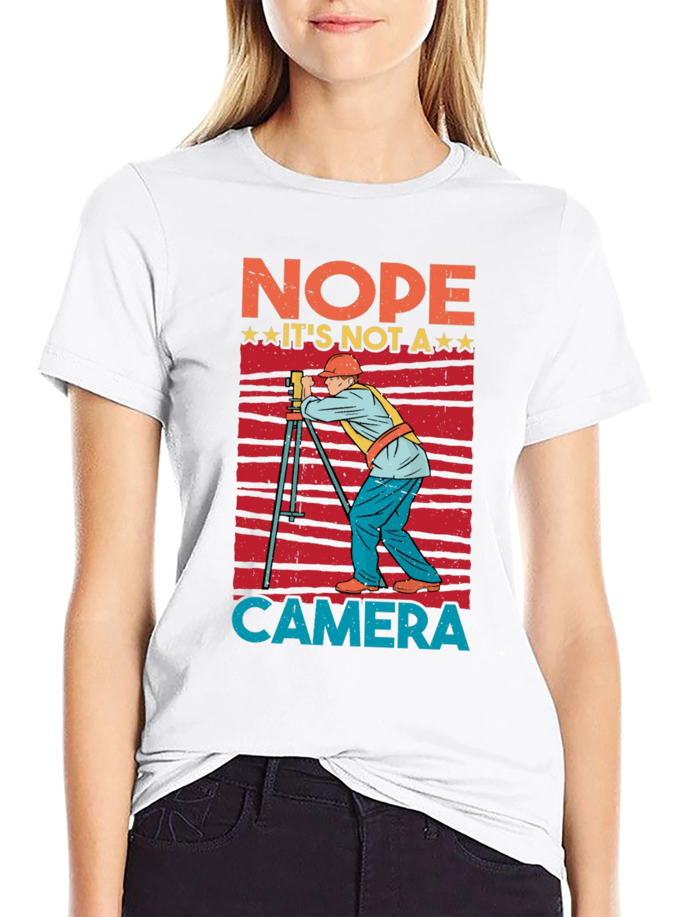 Black Nope Not a Camera Surveyor T-Shirt view 9