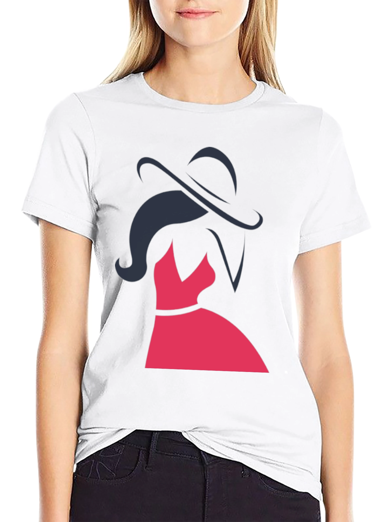 Black Elegant Woman Graphic Tee - Stylish Fashion Top view 9