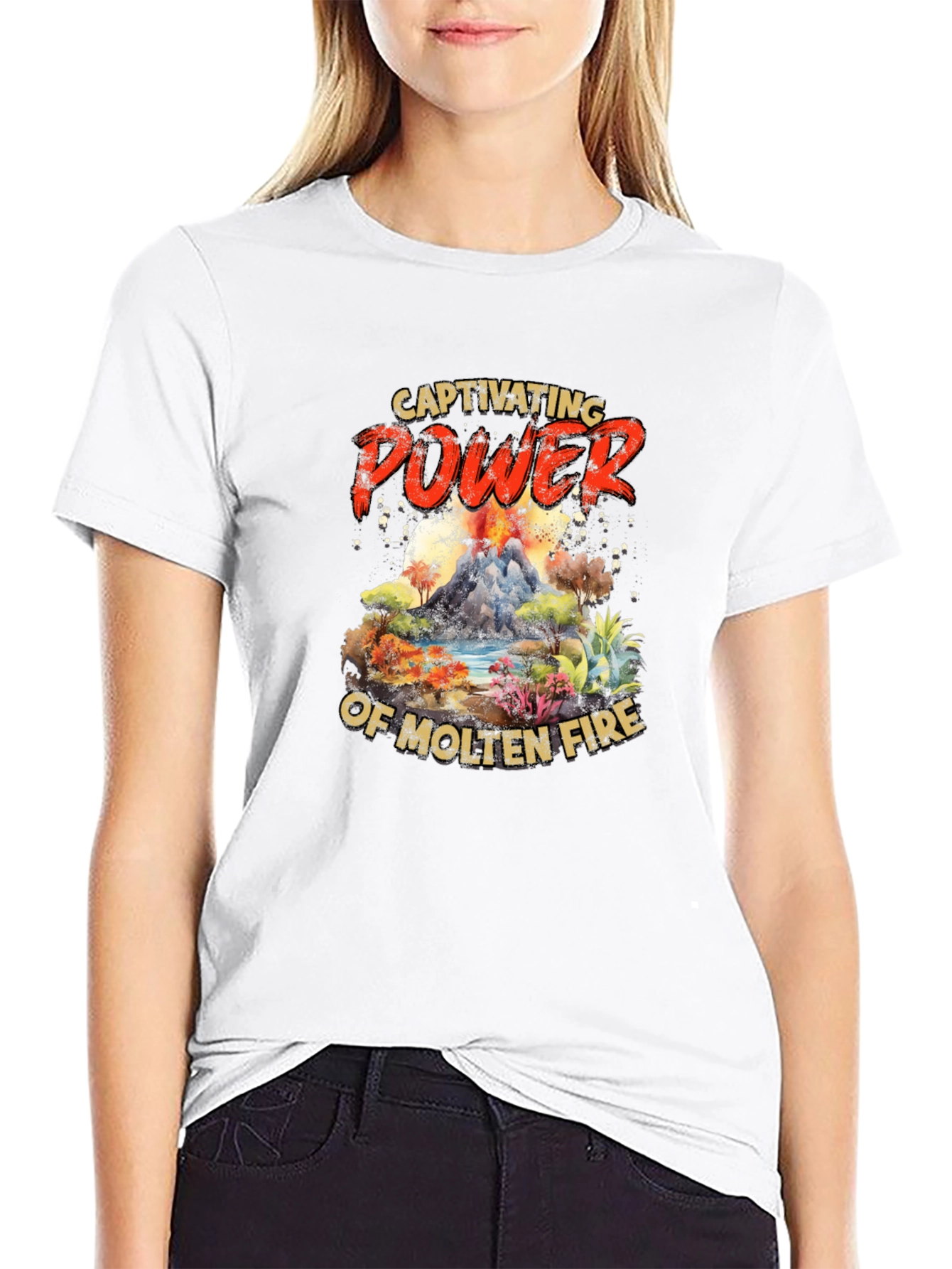 Black Captivating Power Molten Fire Graphic Tee view 9