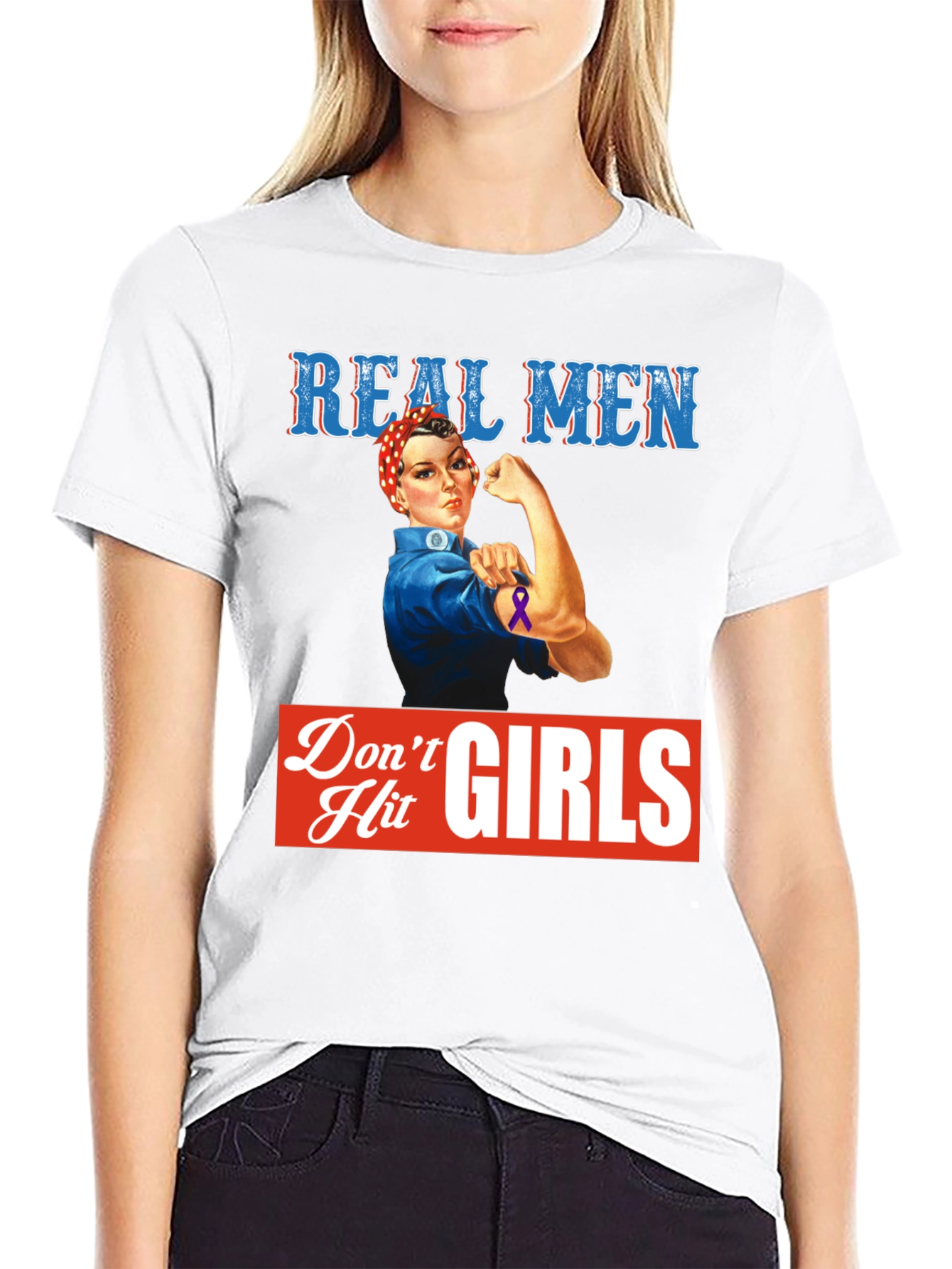 Black Real Men Don't Hit Girls T-Shirt view 9
