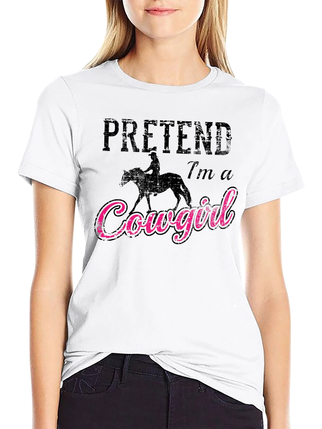 Black Pretend I'm a Cowgirl Graphic T-Shirt view 9