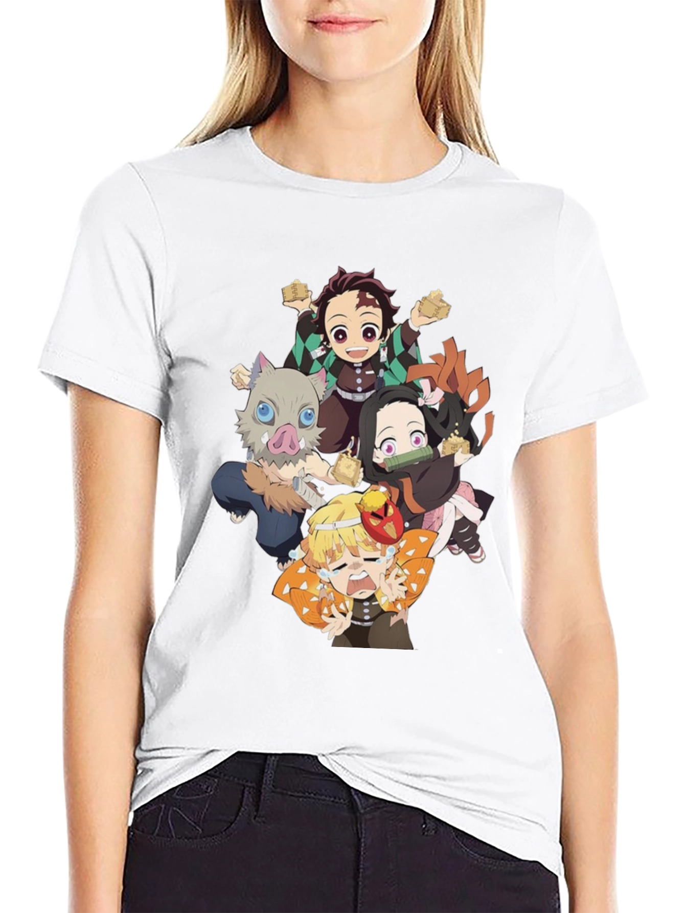 Black Anime Character Graphic Print Black T-Shirt view 9
