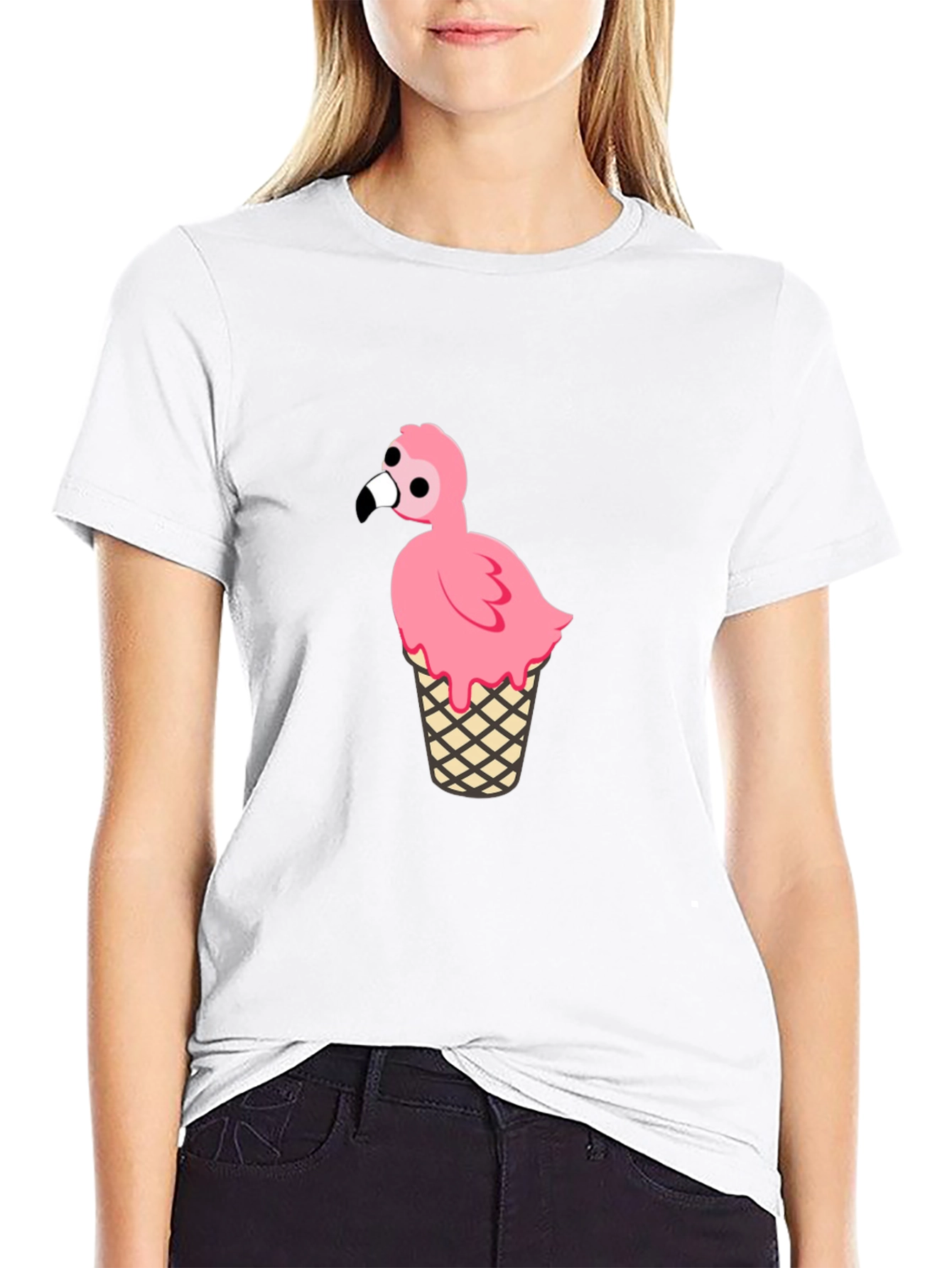 Black Flamingo Ice Cream Cone Graphic Tee view 9