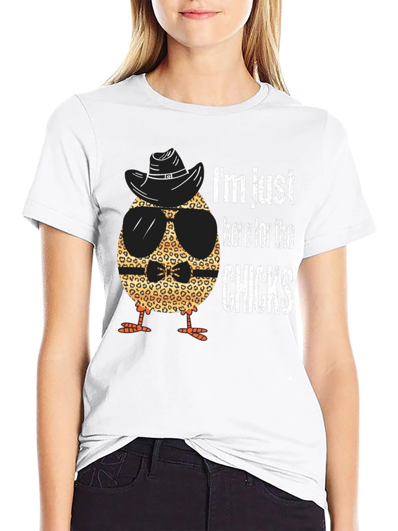 Black Funny Chick T-Shirt - I'm Just Here for the Chicks view 9