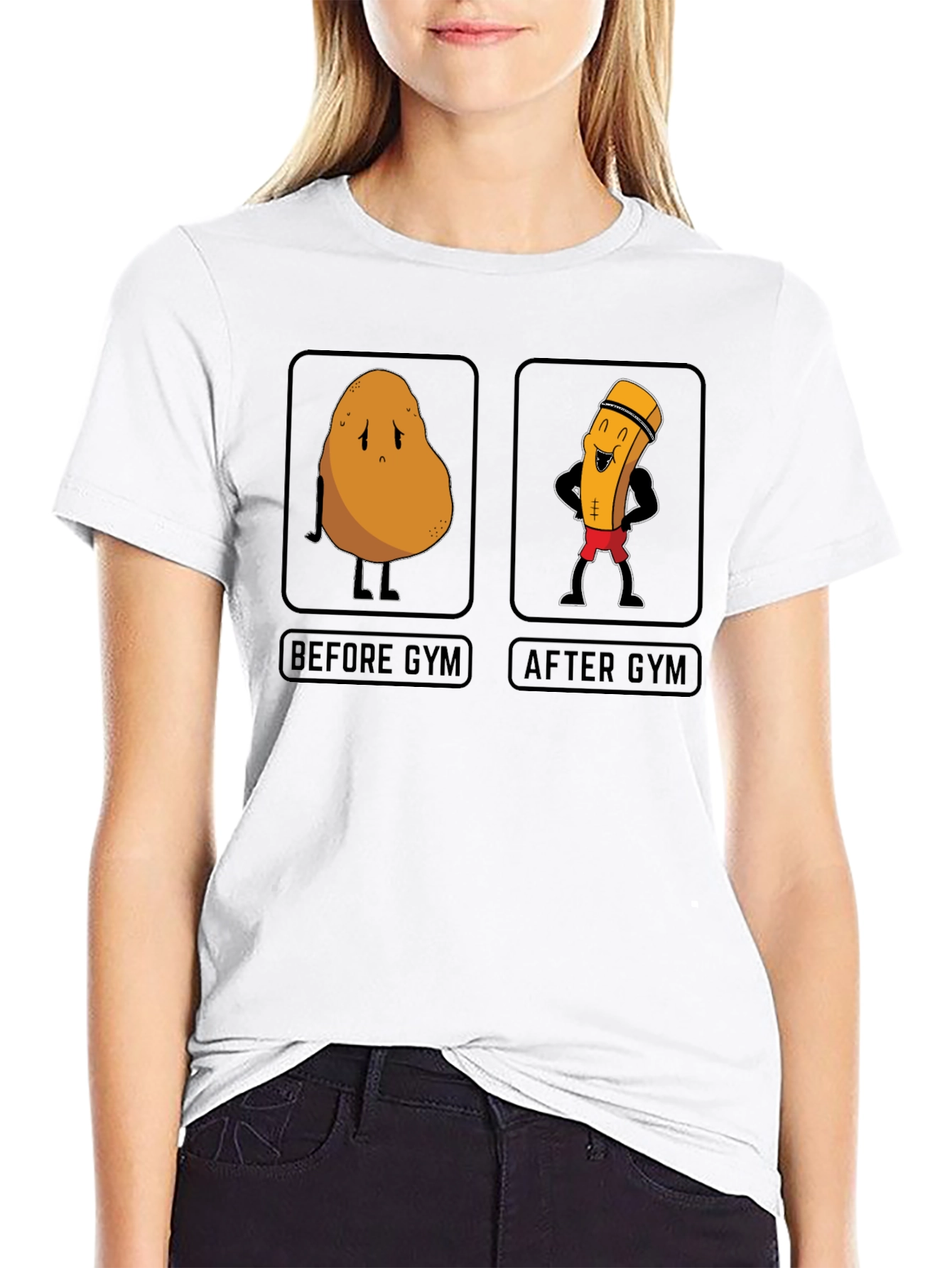 Black Funny Gym Potato T-Shirt view 9