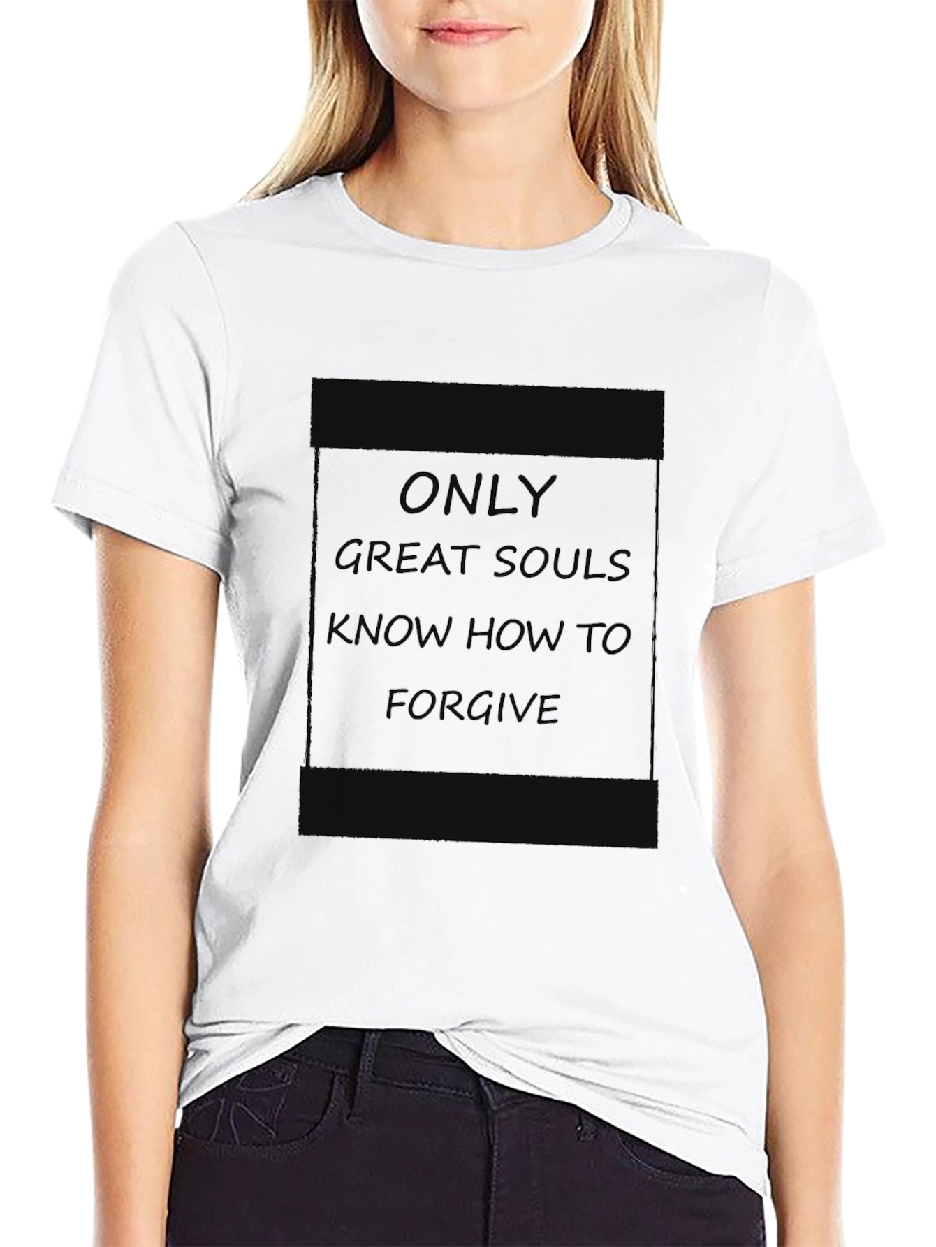 Black Great Souls T-Shirt - Forgive Design - Black Cotton Tee view 9